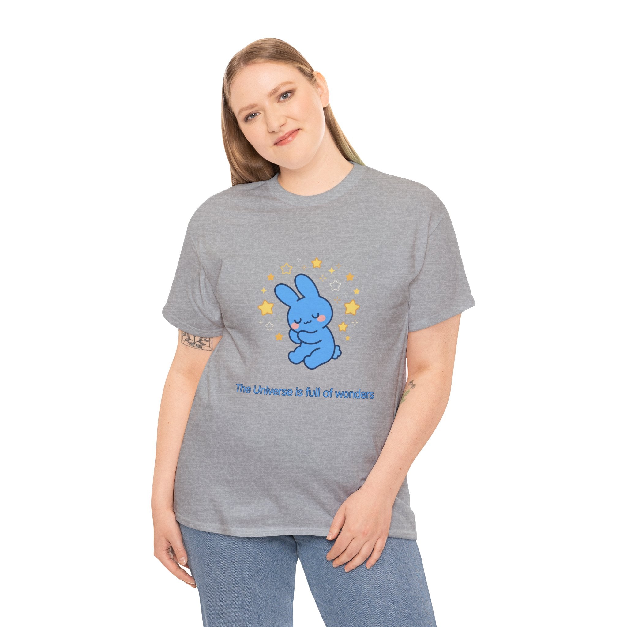 The Universe Is Full of Wonders T-Shirt | Cute Blue Bunny Tee | Kids & Family Kawaii Graphic T-Shirt