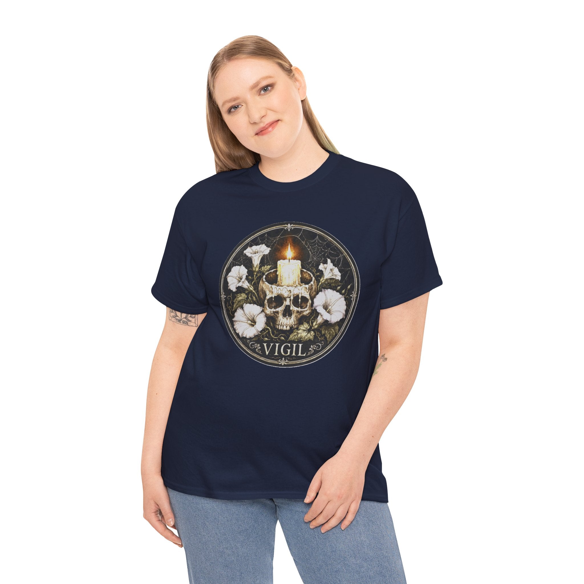Vigil T-Shirt | Skull Candle Gothic Occult Tee