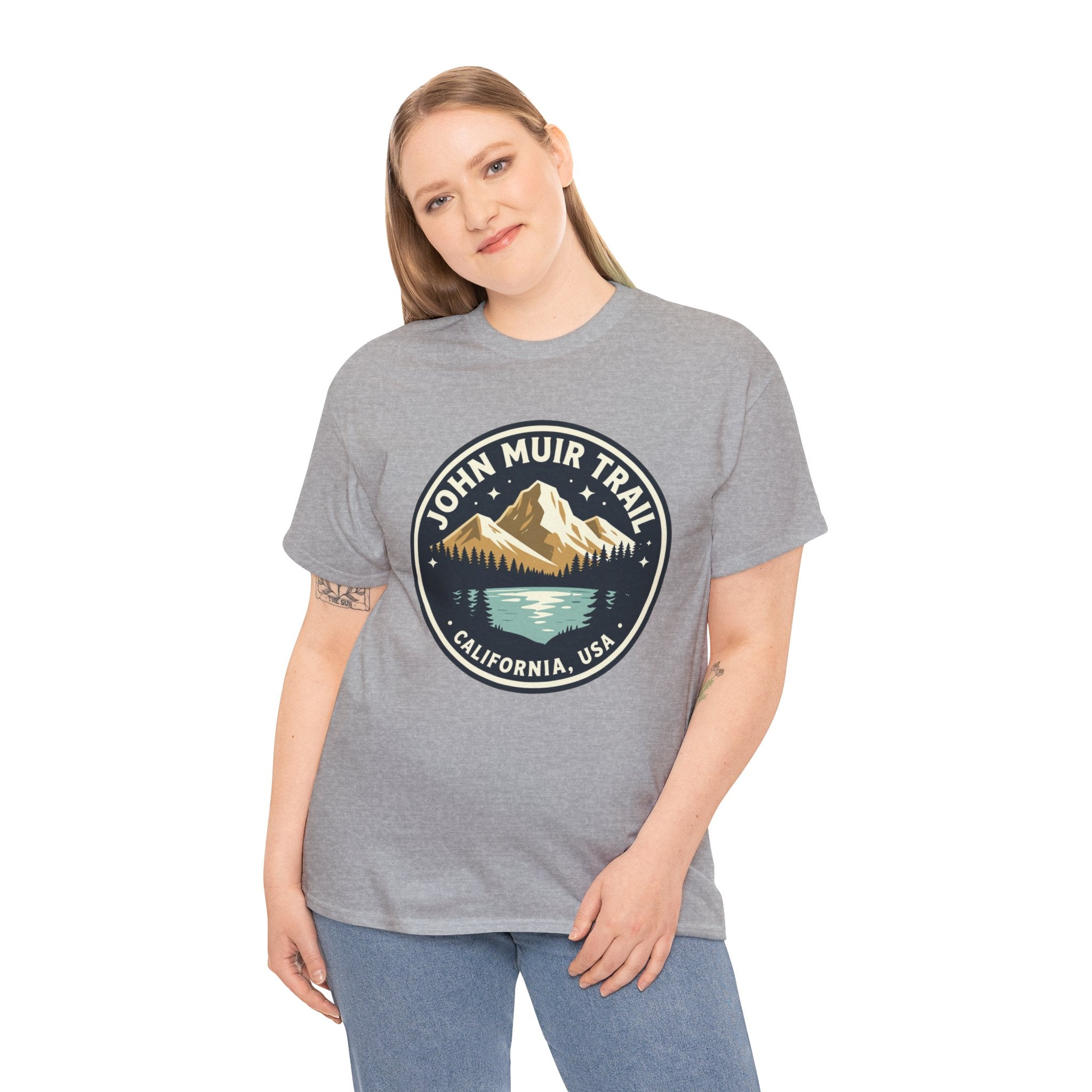 John Muir Trail T-Shirt | California Hiking Tee | JMT Sierra Nevada Mountain Badge Graphic Shirt