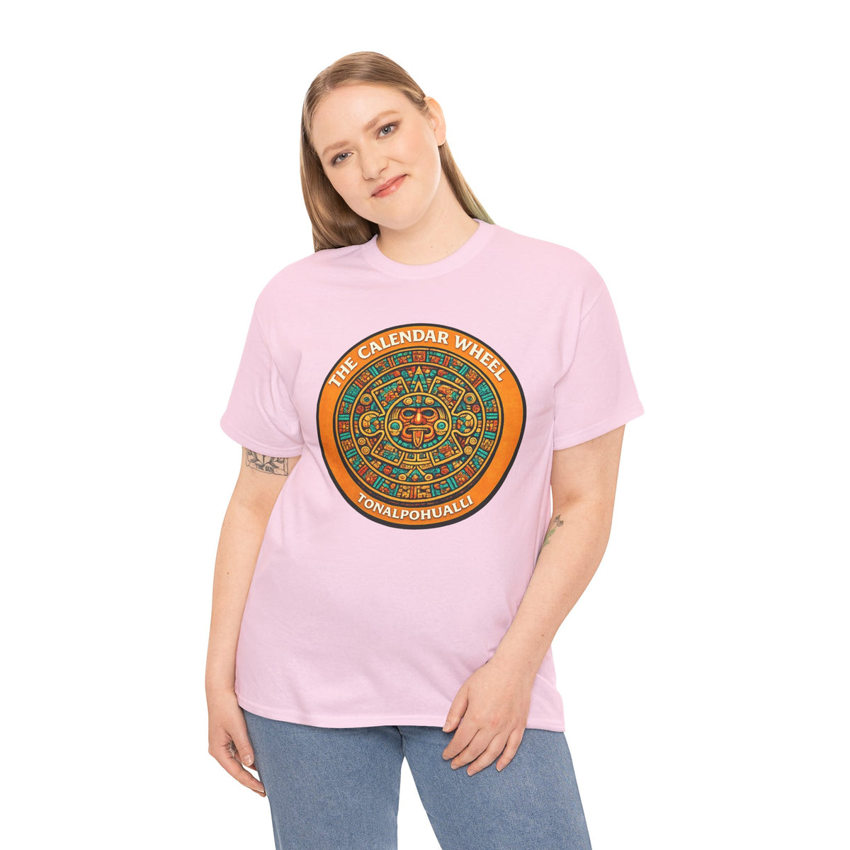 The Calendar Wheel T-Shirt – Aztec Tonalpohualli Sun Stone Mythology Tee