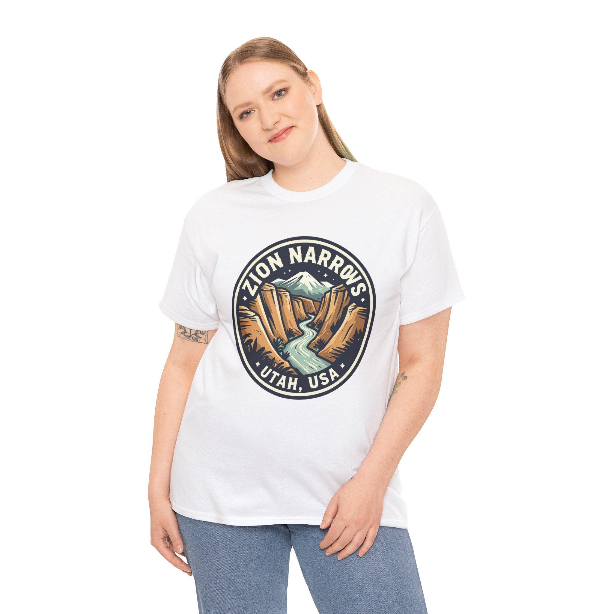 Zion Narrows Utah River Badge Tee — National Park Hiking T‑Shirt