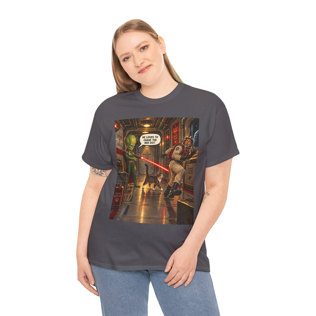 He Loves To Chase The Red Dot Retro Alien T-Shirt