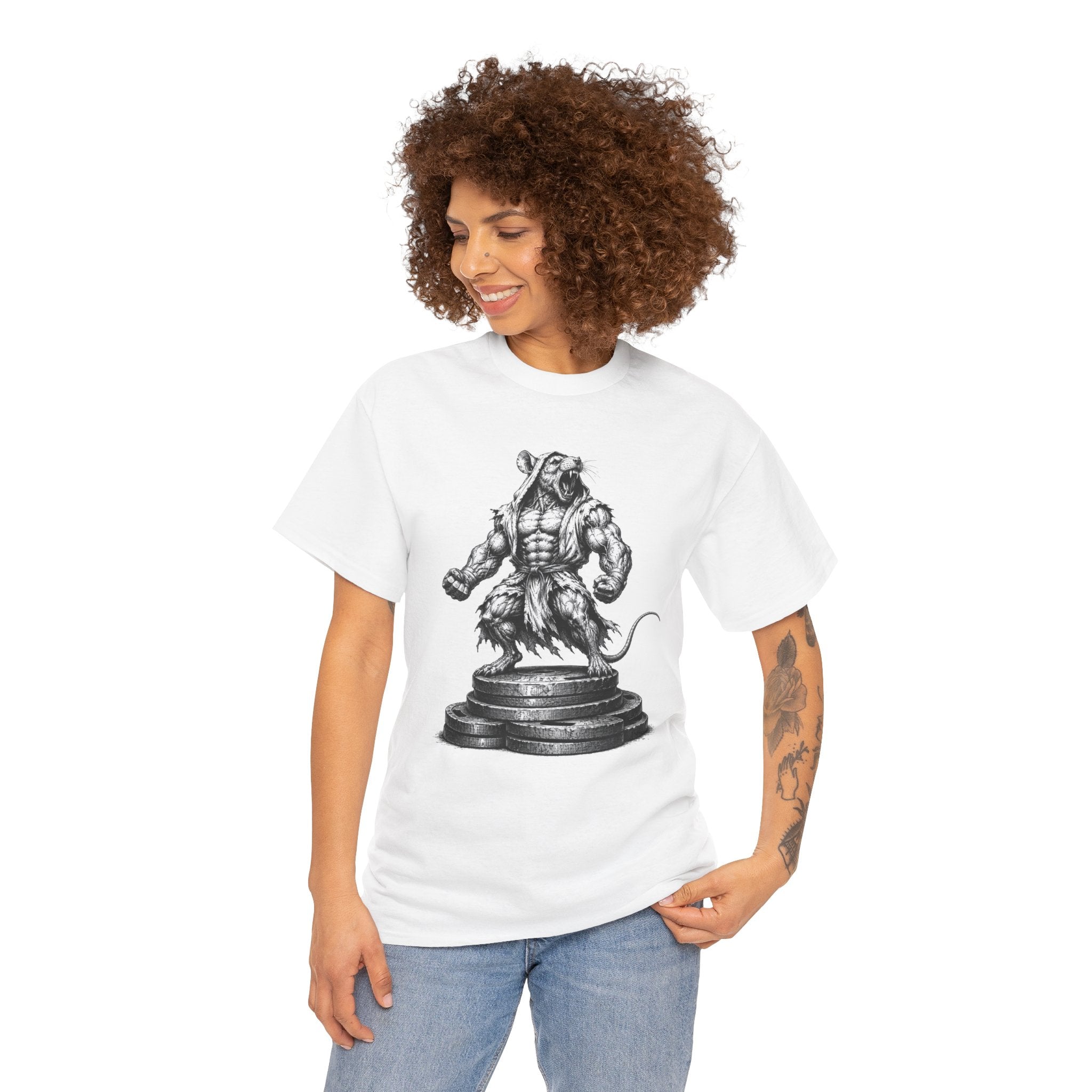 Gym Rat T-Shirt | Roaring Bodybuilder Rat Illustration Tee