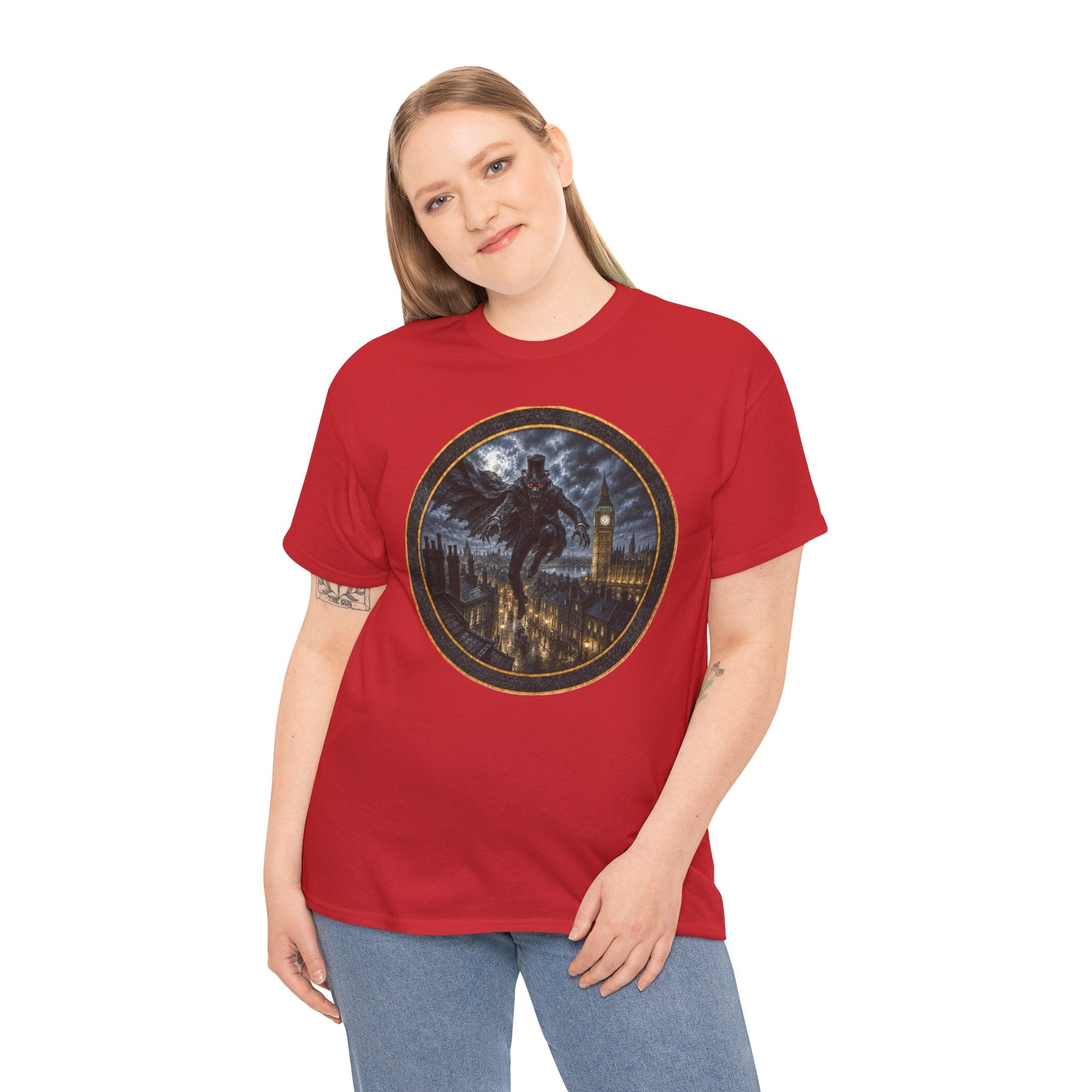 Spring-Heeled Jack T‑Shirt — Gothic Big Ben Skyline Design