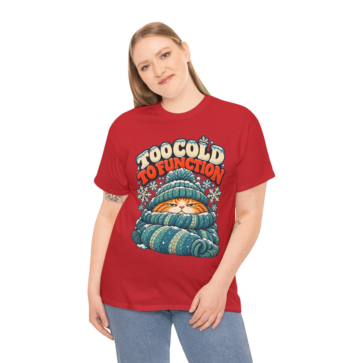 Too Cold To Function: Grouchy Ginger Cat Winter T-Shirt
