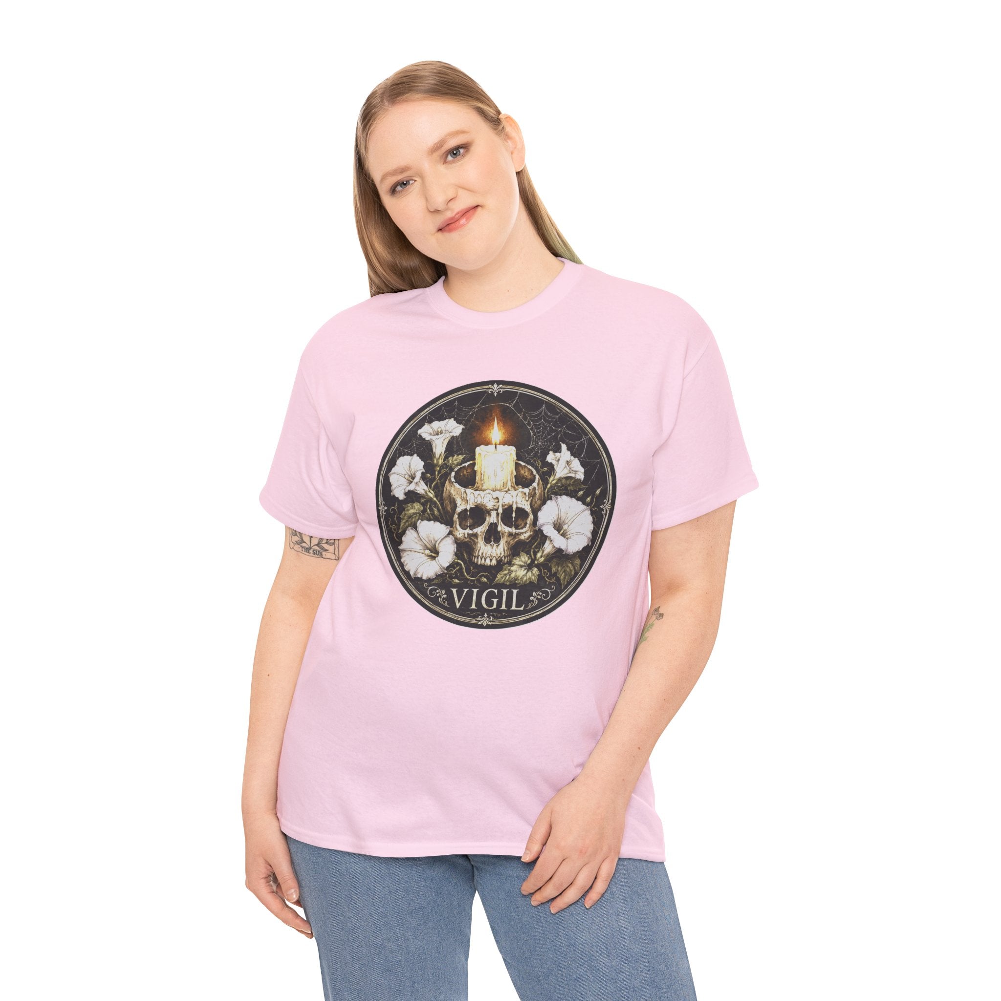 Vigil T-Shirt | Skull Candle Gothic Occult Tee