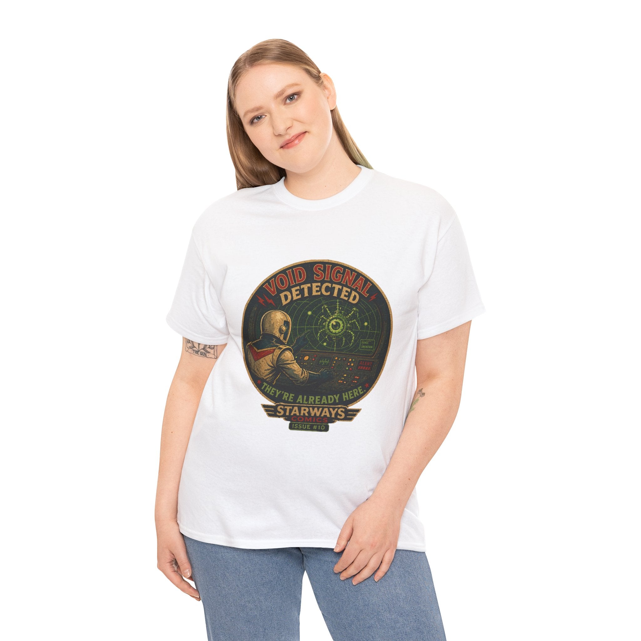 Void Signal Detected T-Shirt | Retro Sci-Fi Astronaut Graphic Tee | Vintage Space Comic Alien Radar Shirt | Starways Comics Issue 10