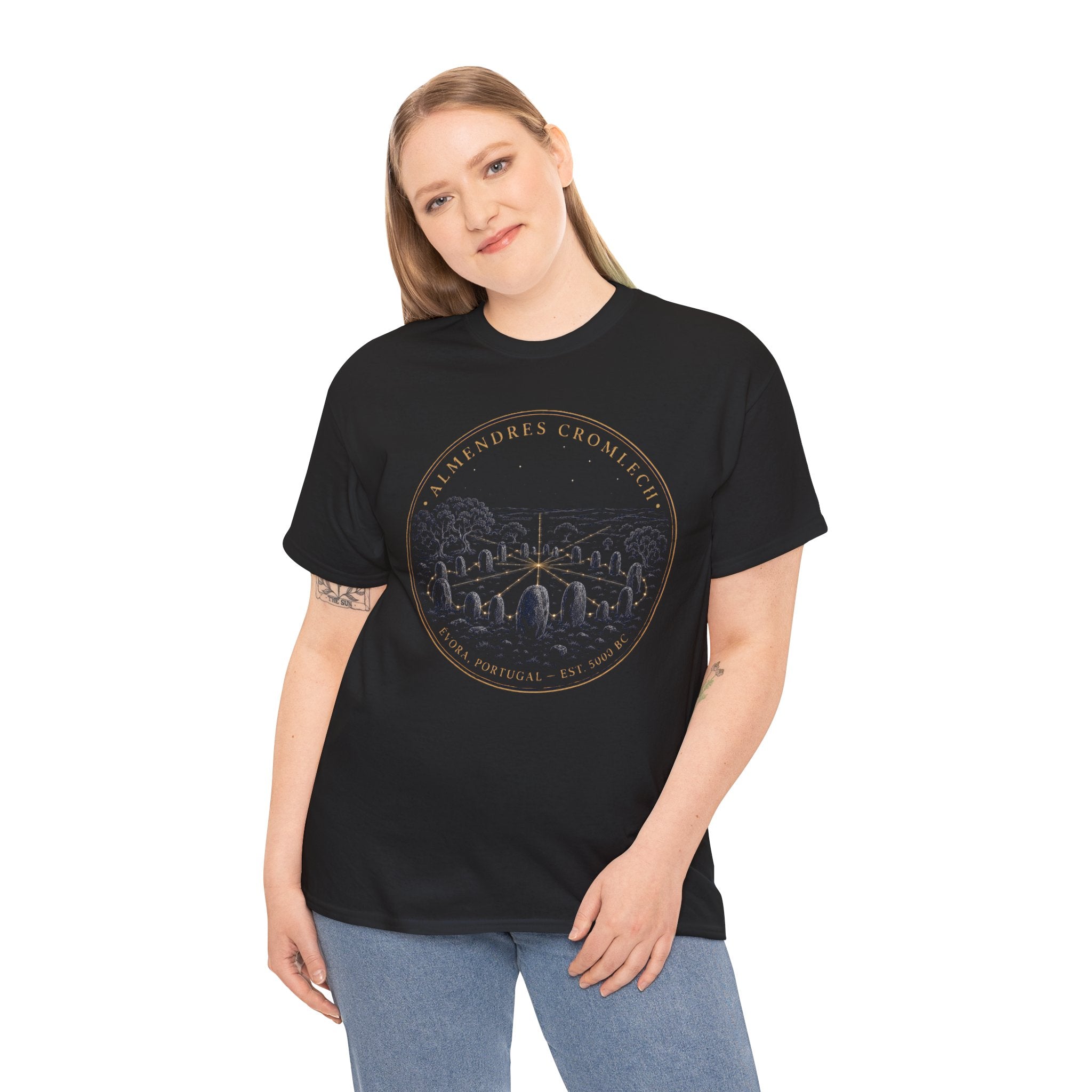 Almendres Cromlech T-Shirt | Ancient Neolithic Stone Circle Évora Portugal Design | Iberian Heritage Graphic Tee | Sacred Sites T-Shirt