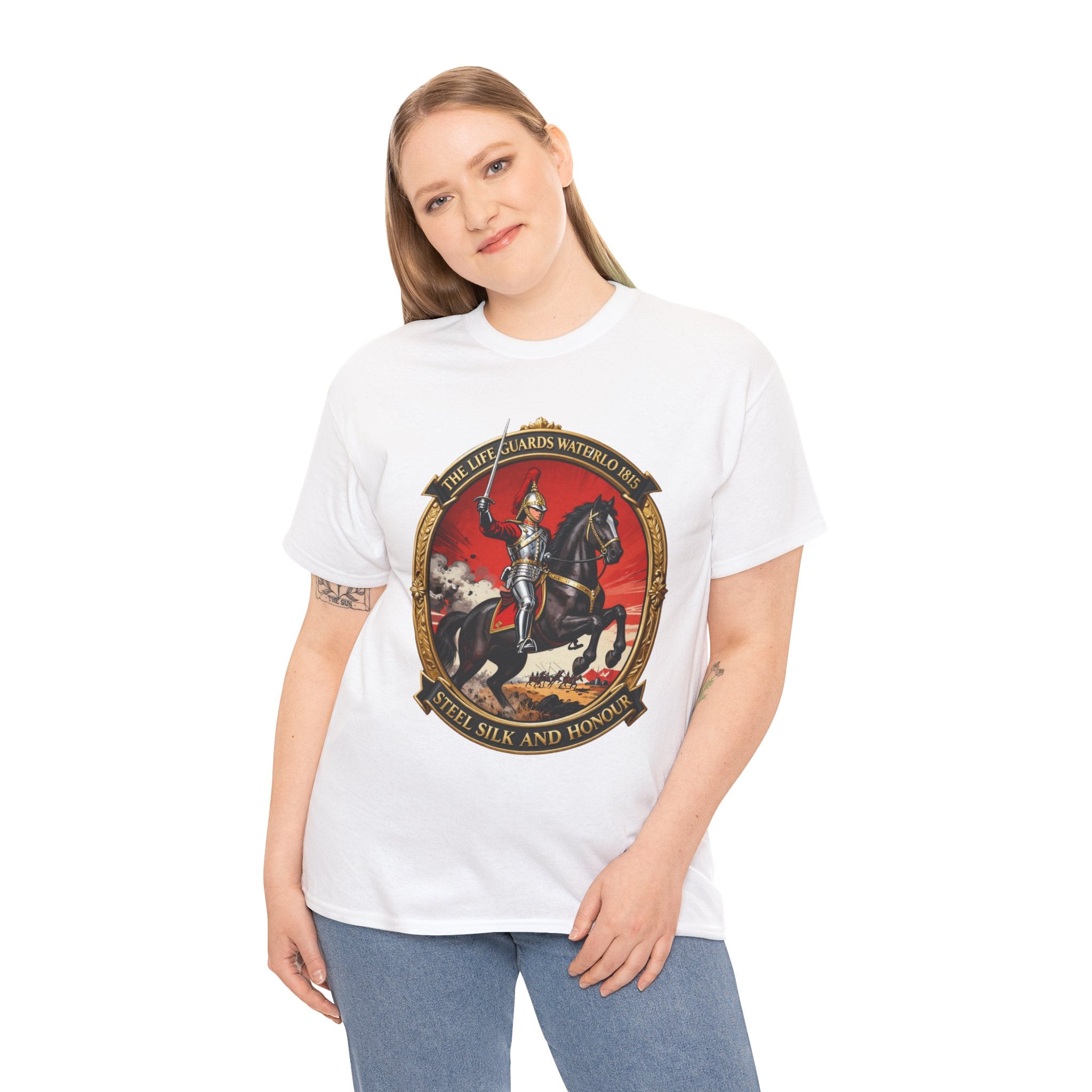 The Life Guards — Waterloo 1815 T-Shirt | Steel Silk and Honour | Household Cavalry Heritage Badge Tee | British Heavy Cavalry Gift | Napoleonic Wars Collector