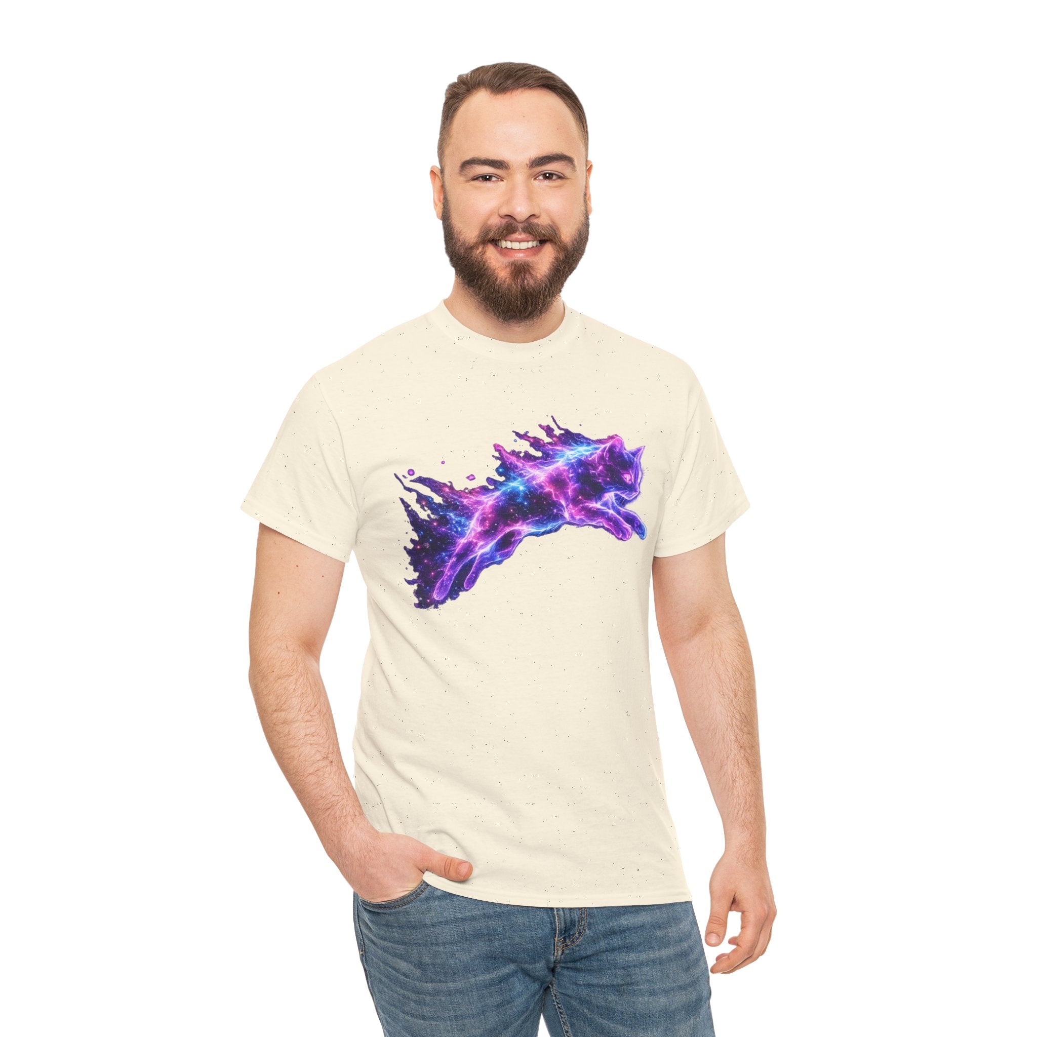 Astral Cat T-Shirt | Cosmic Galaxy Cat Graphic Tee | Nebula Star Cat Lover Shirt | Celestial Space Animal Art