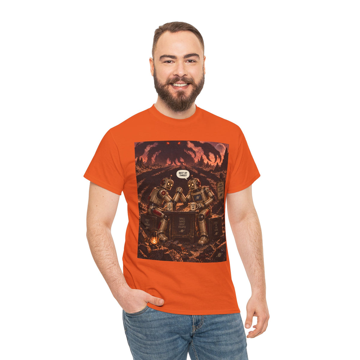 Best of Three? Retro Robot Arm-Wrestling T-Shirt