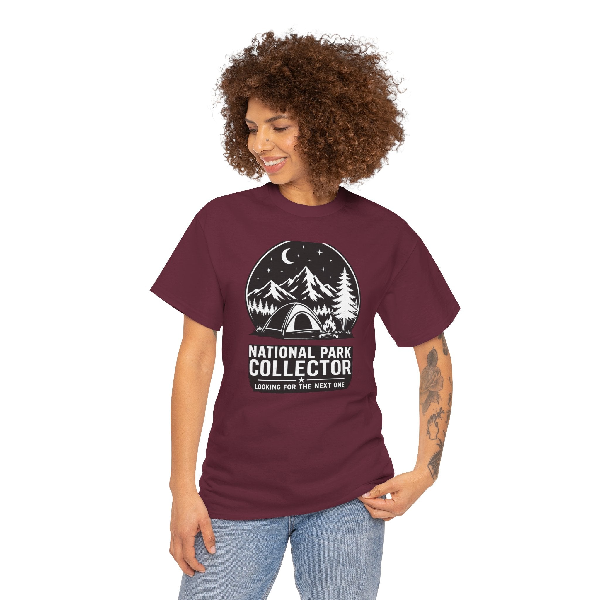 National Park Collector Camping Tee — "Looking for the Next One" Outdoor Adventure Shirt