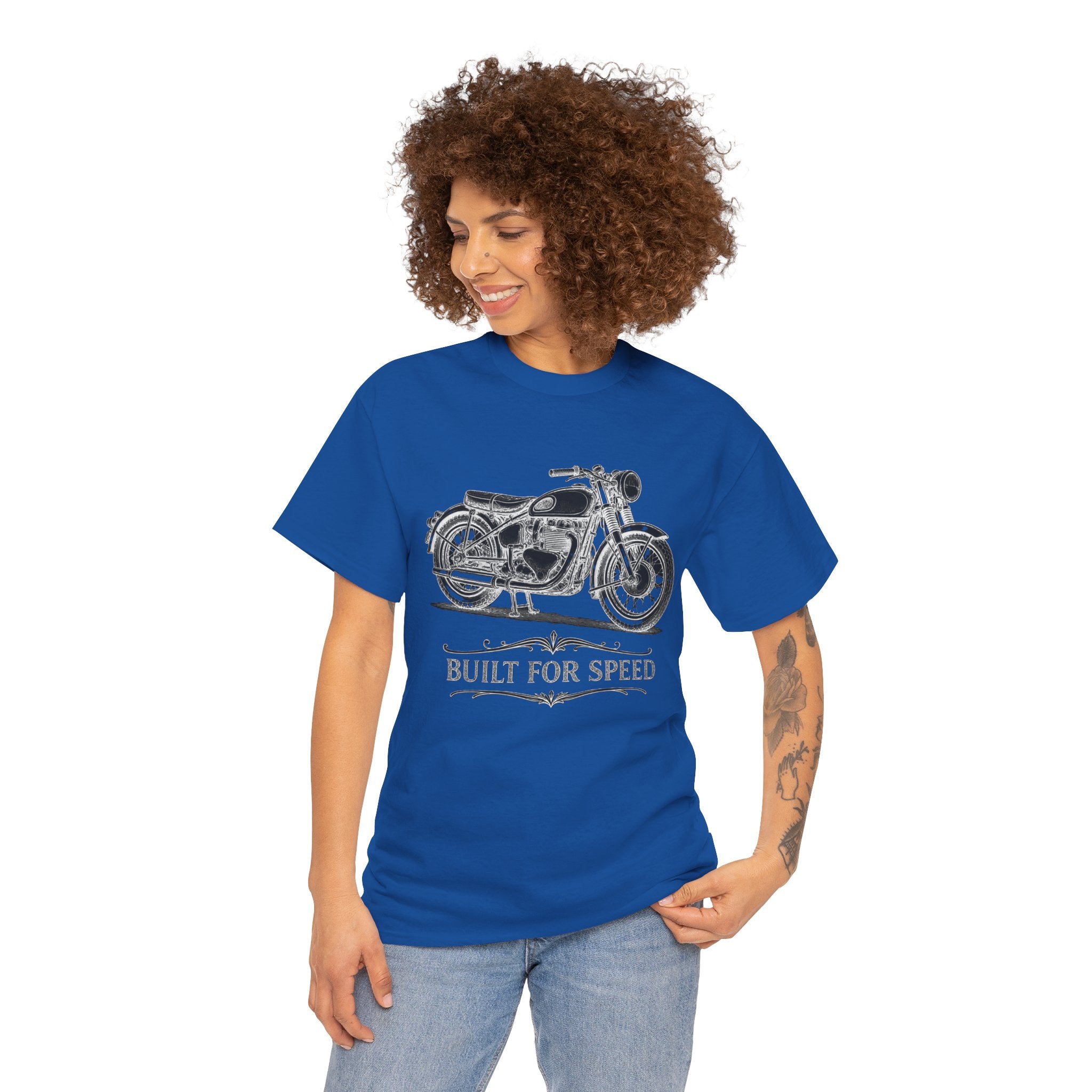 Vintage Motorcycle Tee – "Built for Speed" Retro Bike Graphic T-Shirt