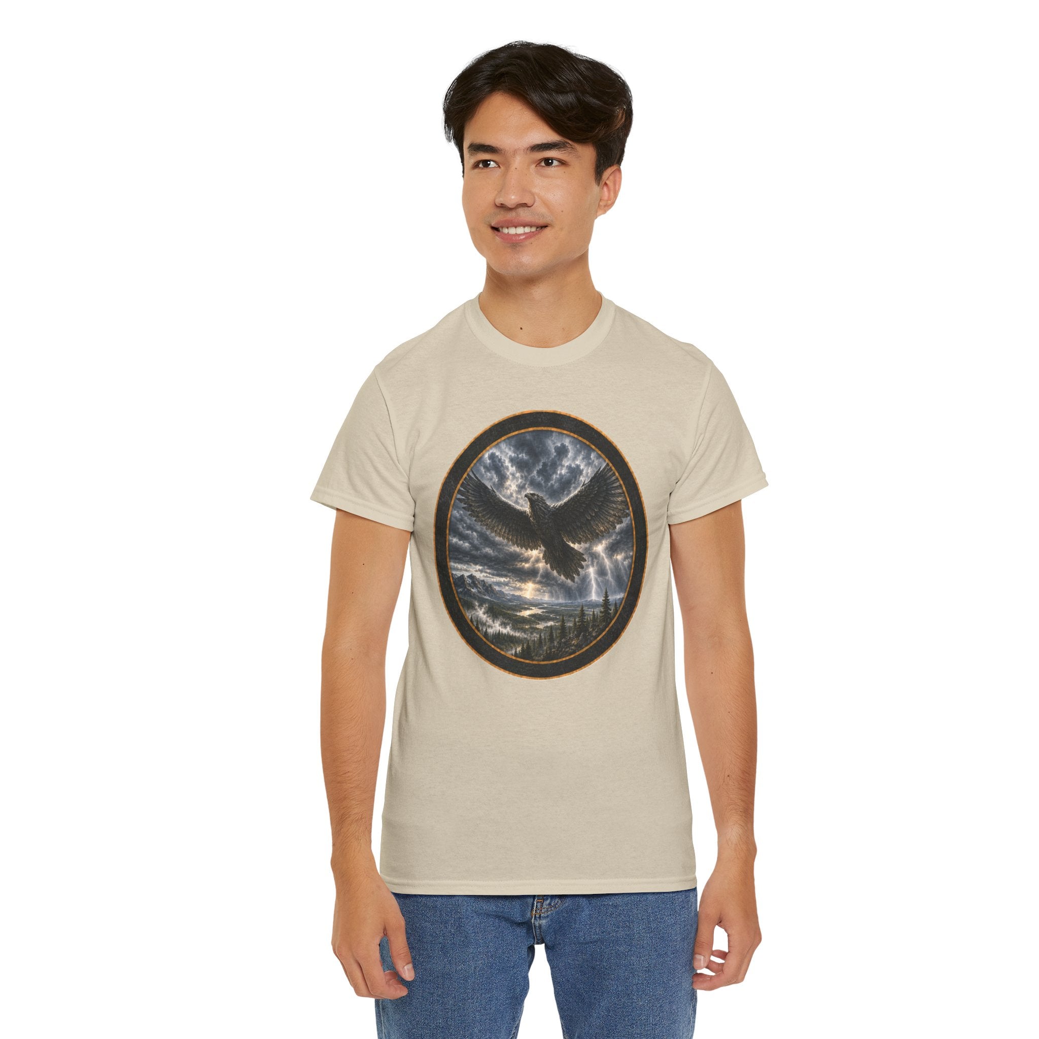 The Thunderbird Circle Tee — Gothic Nature Graphic T-Shirt