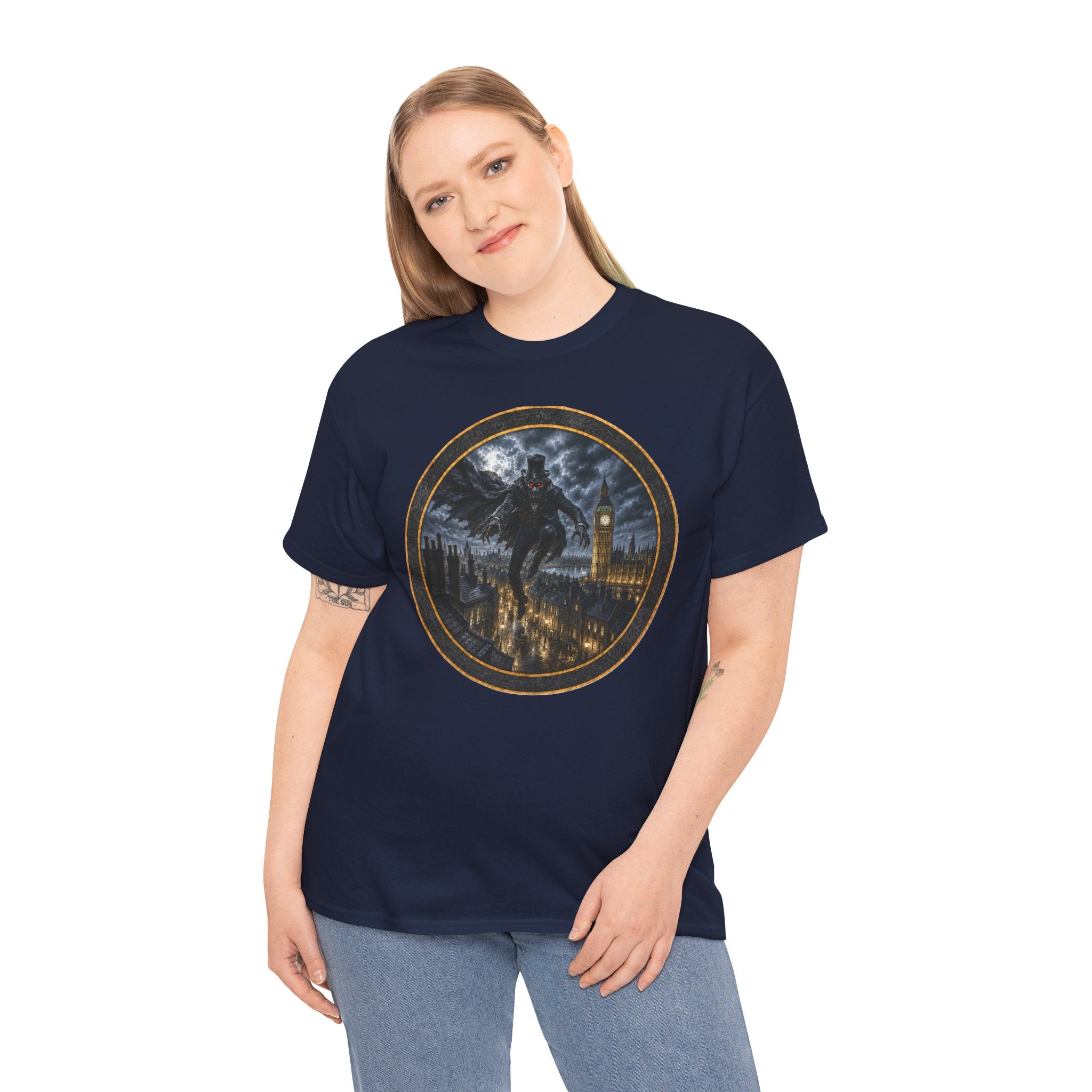 Spring-Heeled Jack T‑Shirt — Gothic Big Ben Skyline Design