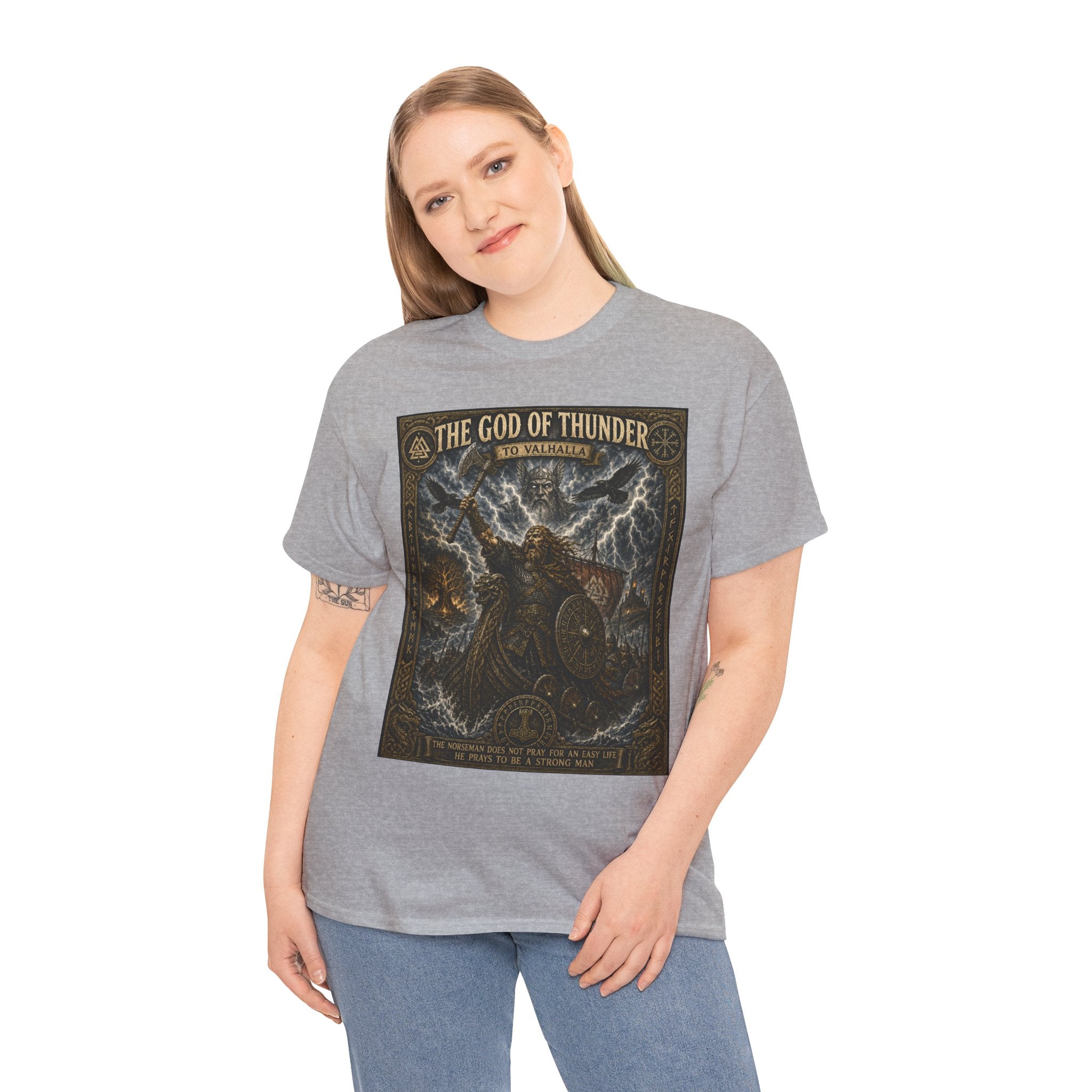 The God of Thunder T-Shirt | Thor Norse Mythology Graphic Tee | Viking Warrior Valhalla Shirt | Norse Legend Historical Art