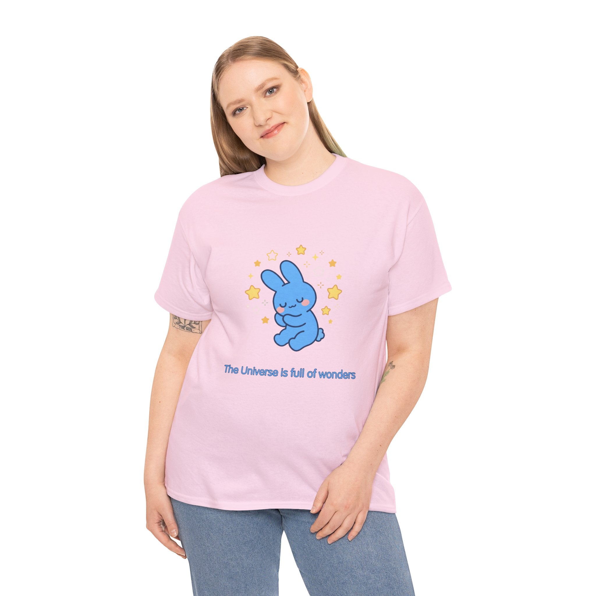 The Universe Is Full of Wonders T-Shirt | Cute Blue Bunny Tee | Kids & Family Kawaii Graphic T-Shirt