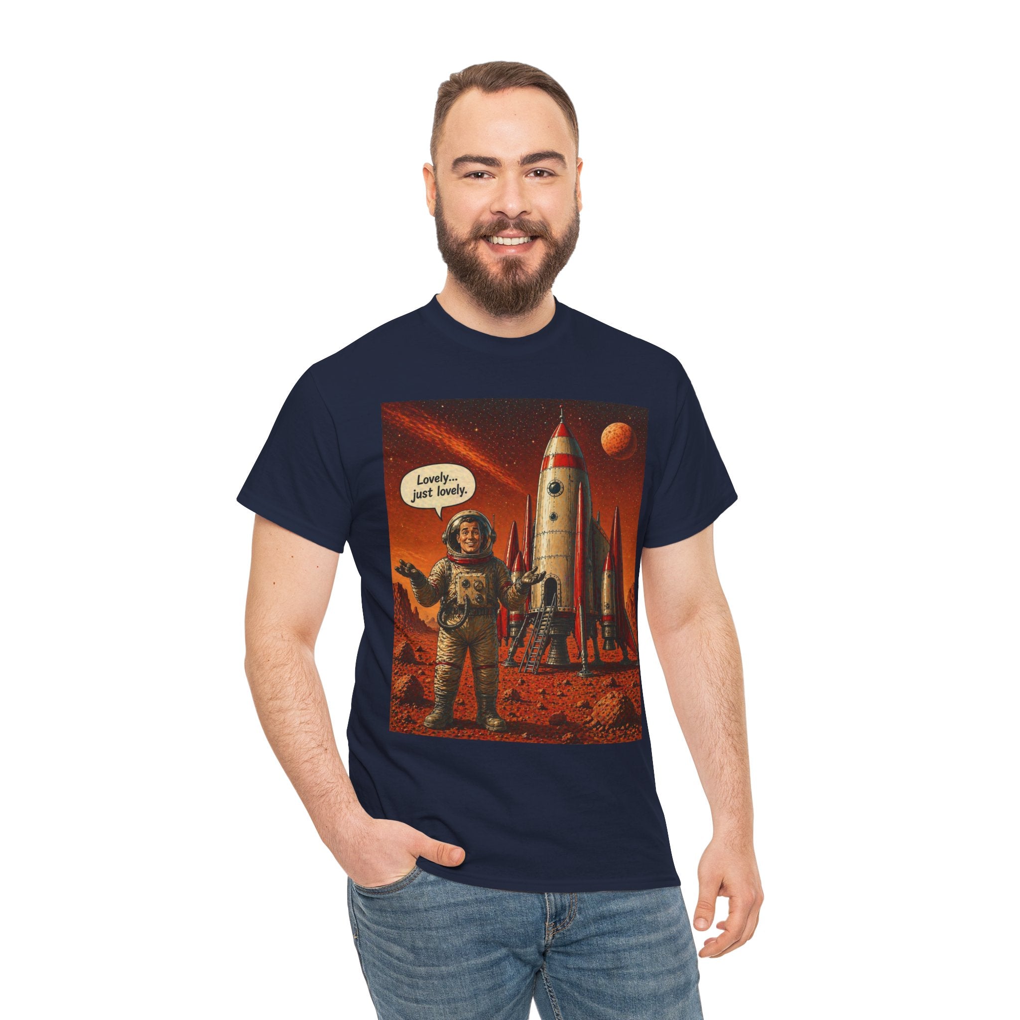 Retro Mars Astronaut T-Shirt — "Lonely But Loving It" Vintage Space Tee