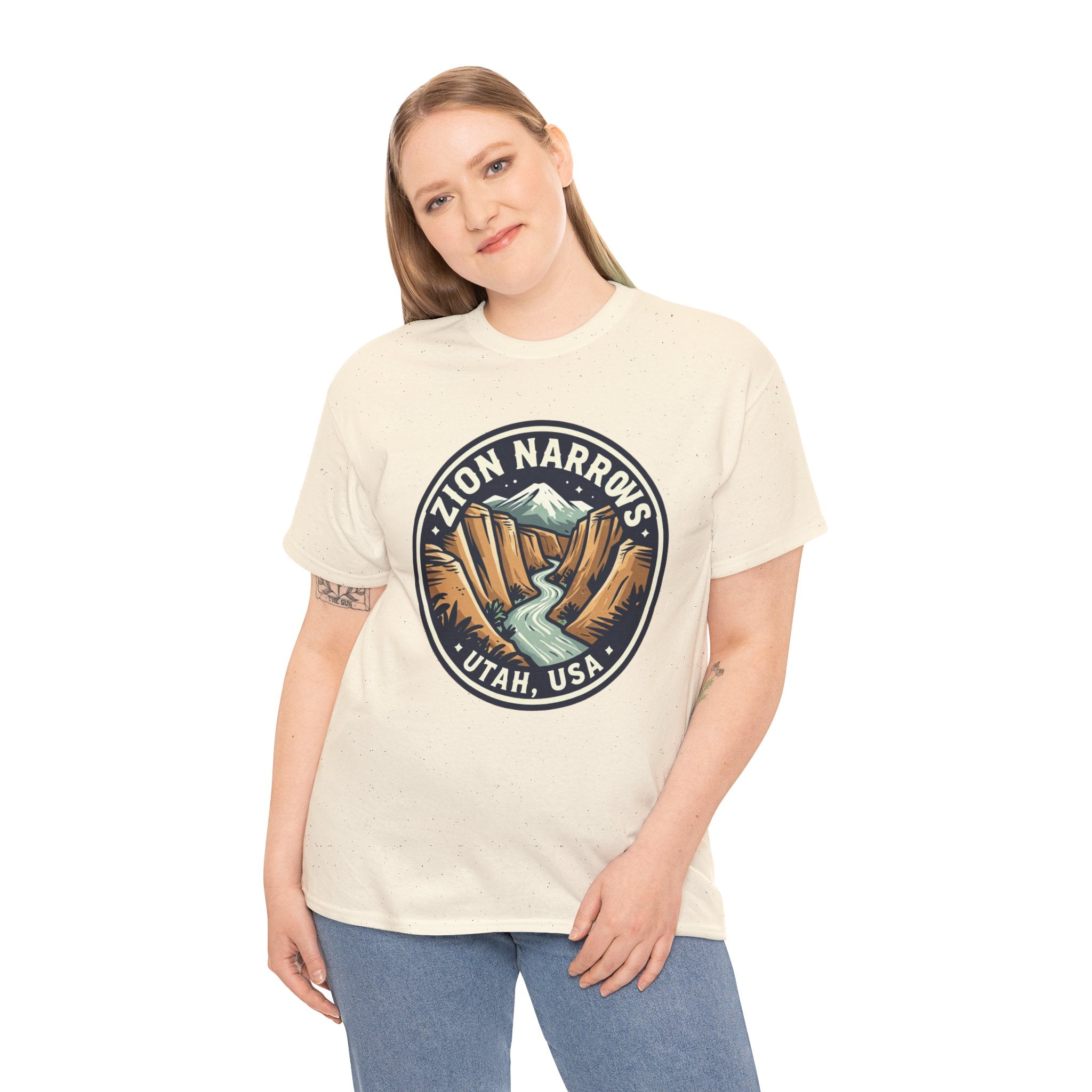 Zion Narrows Utah River Badge Tee — National Park Hiking T‑Shirt