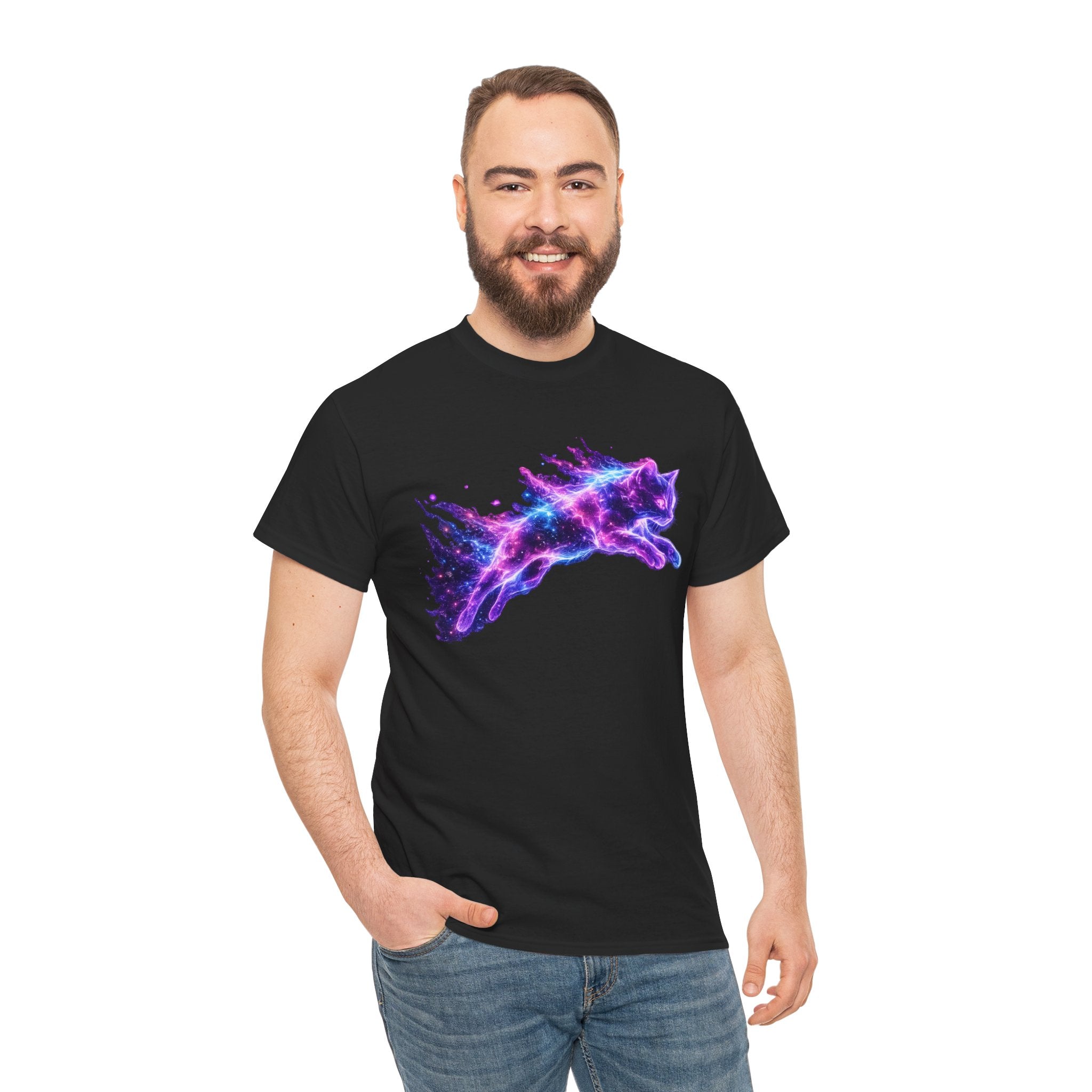 Astral Cat T-Shirt | Cosmic Galaxy Cat Graphic Tee | Nebula Star Cat Lover Shirt | Celestial Space Animal Art