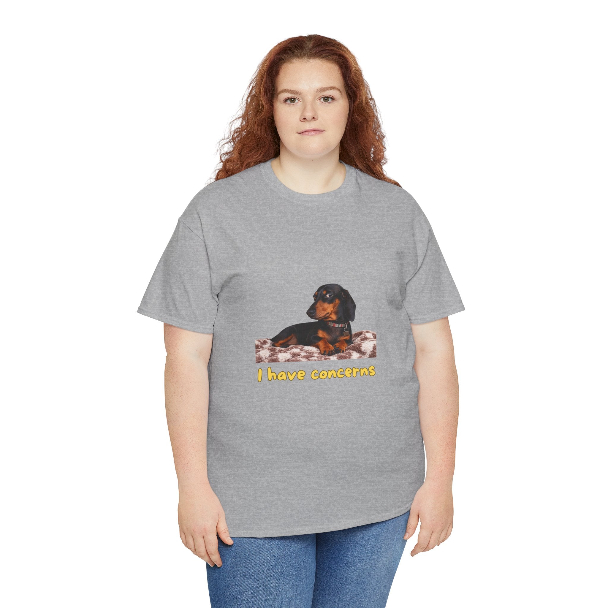 I Have Concerns T-Shirt – Funny Dachshund Side Eye Dog | Sausage Dog Wiener Dog Attitude Graphic Tee