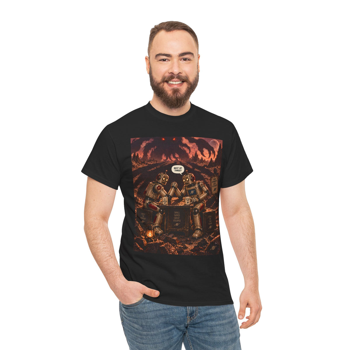 Best of Three? Retro Robot Arm-Wrestling T-Shirt