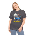 No Regrets T-Shirt – Funny Cartoon Car Police Chase Road Cone Chaos | Bad Driver Motoring Humour Graphic Tee