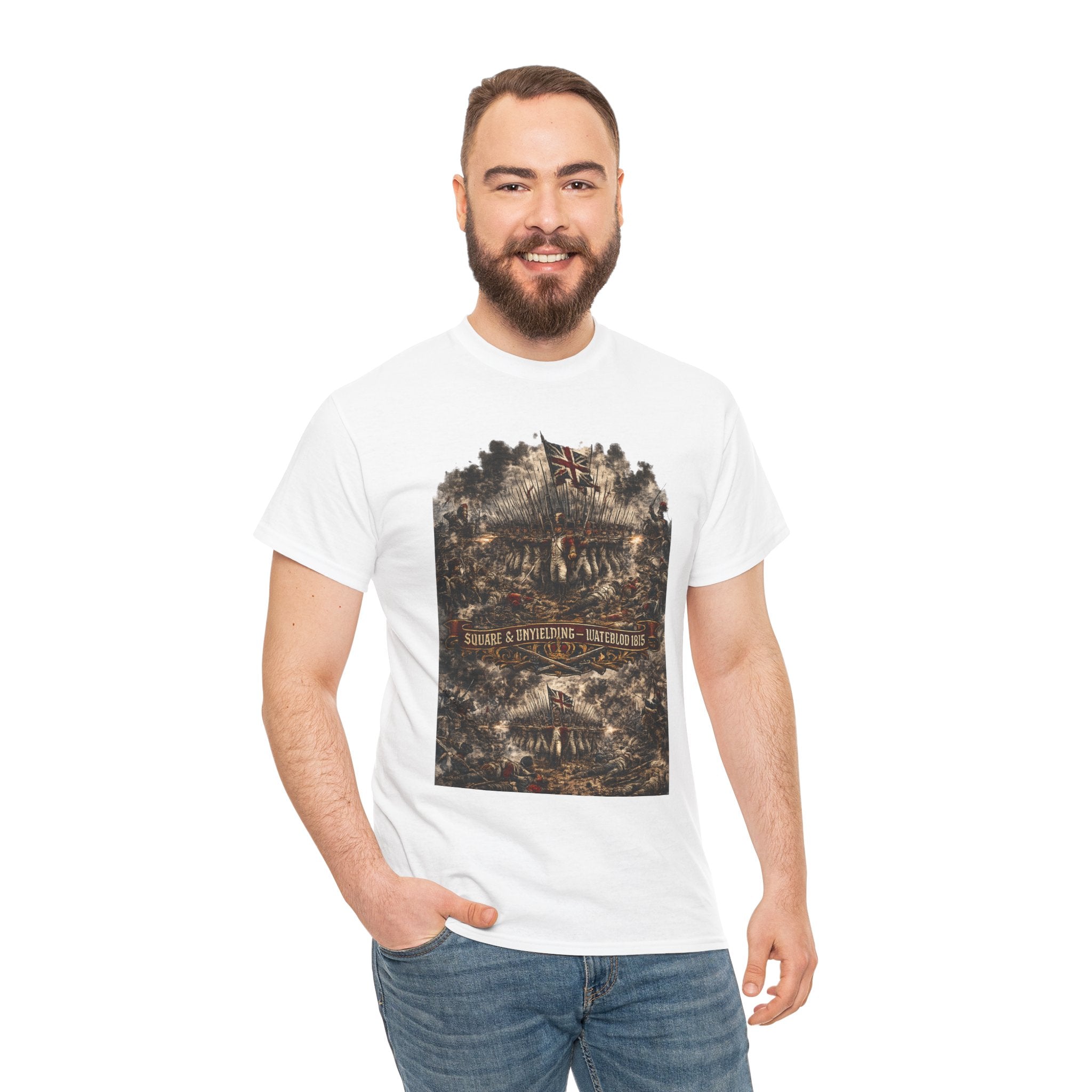 Square & Unyielding — Waterloo 1815 T-Shirt | British Infantry Square Battle Graphic Tee | Napoleonic Wars Dark Art | Wellington's Army Heritage Gift