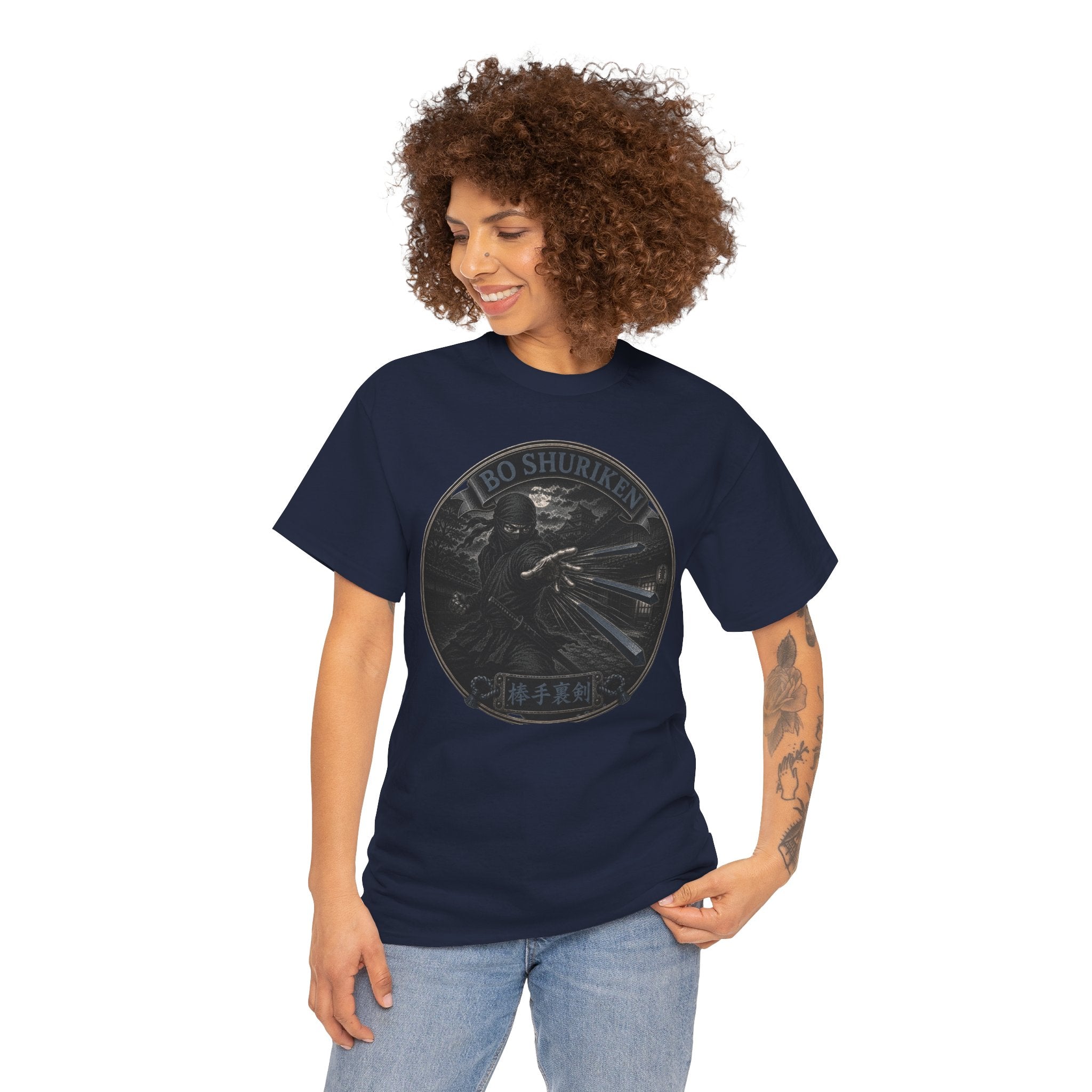 Bō Shuriken Ninja Throwing Spikes T-Shirt | Japanese Ninja Weapon Tee