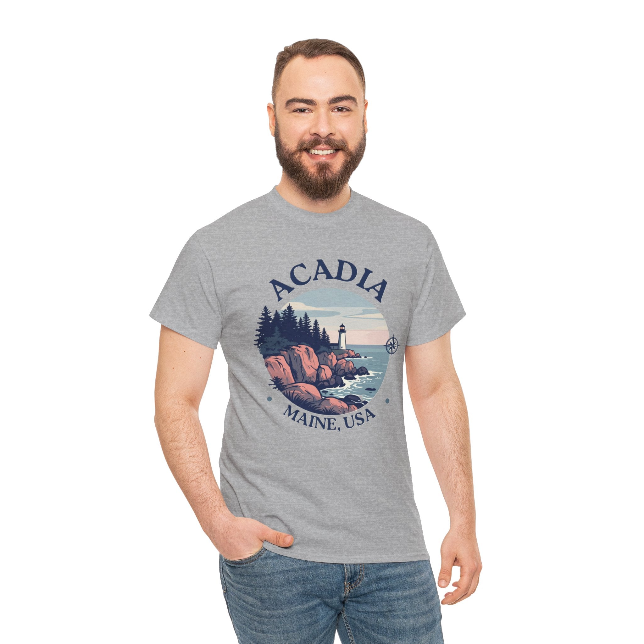 Acadia National Park T-Shirt | Maine Lighthouse Hiking Tee | Vintage Coastal Badge Graphic Shirt | Maine Travel Gift