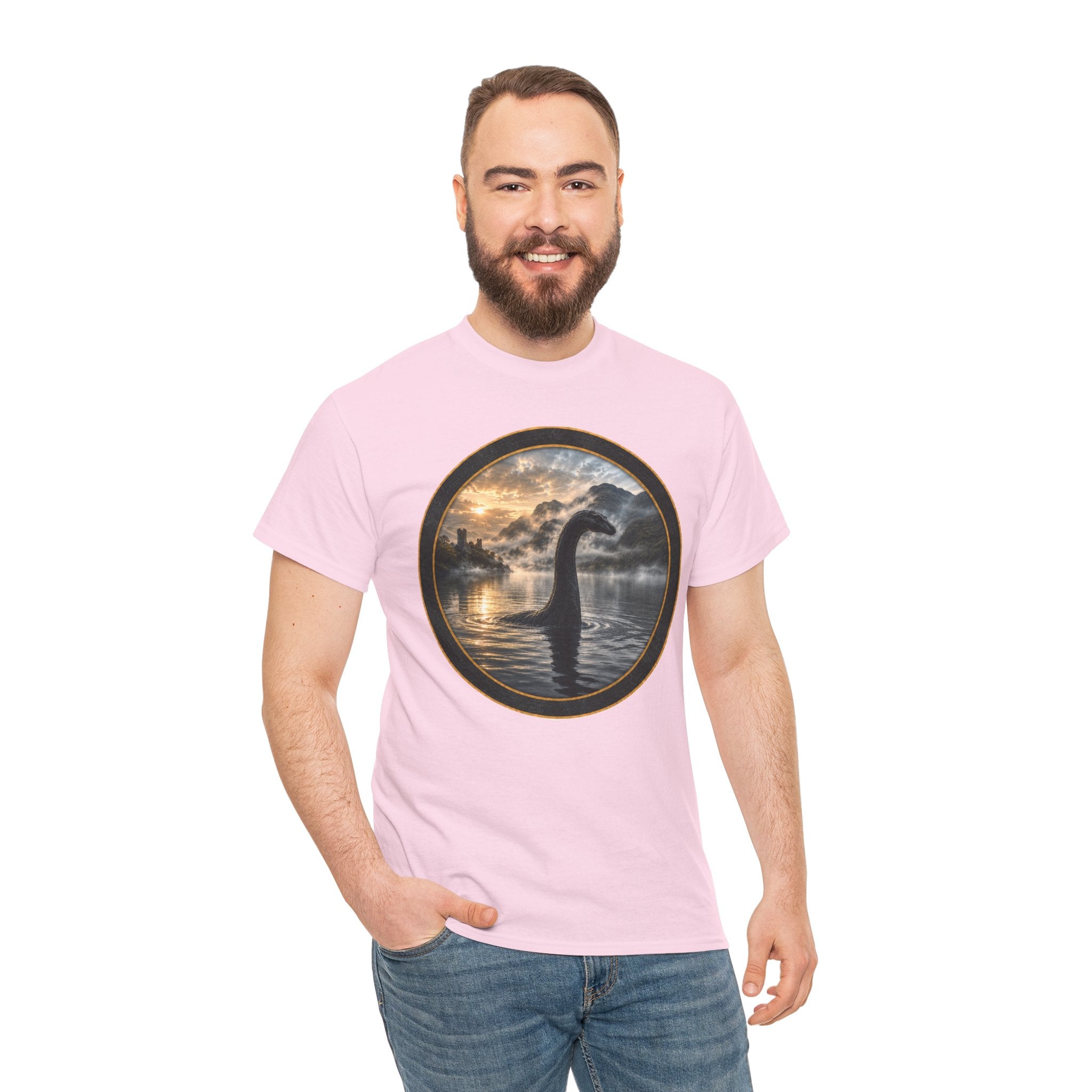 Loch Ness Monster Silhouette Tee — Vintage Sunset Nessie Graphic T-Shirt