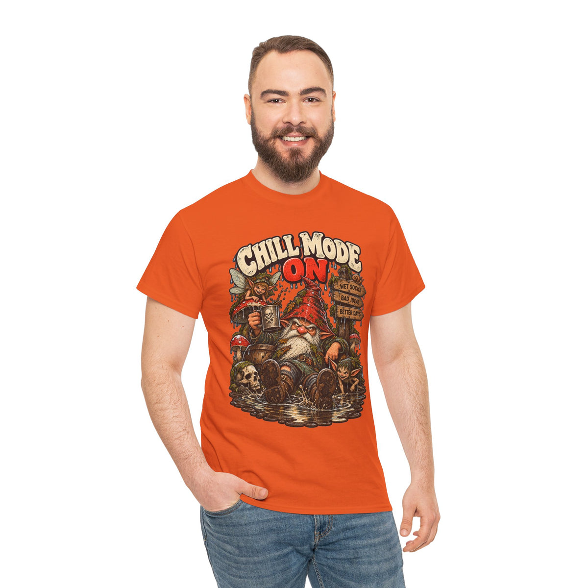 Chill Mode On: Grumpy Gnome Puddle T-Shirt