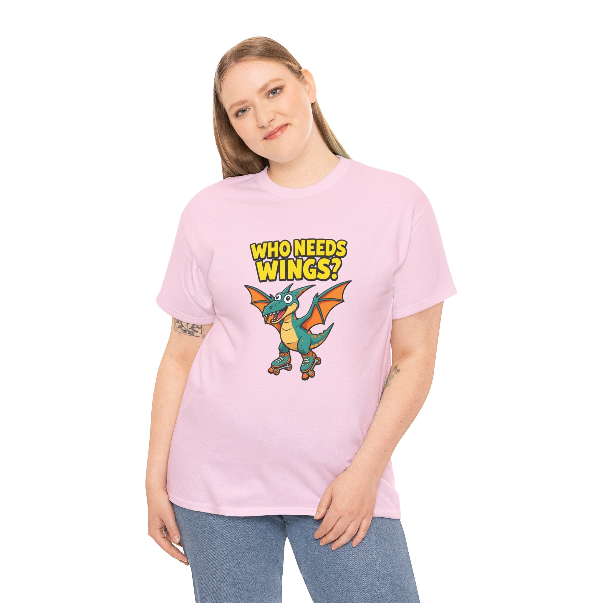 Dragon T‑Shirt — "Who Needs Wings?" Cute Cartoon Dragon Tee for Kids & Fans