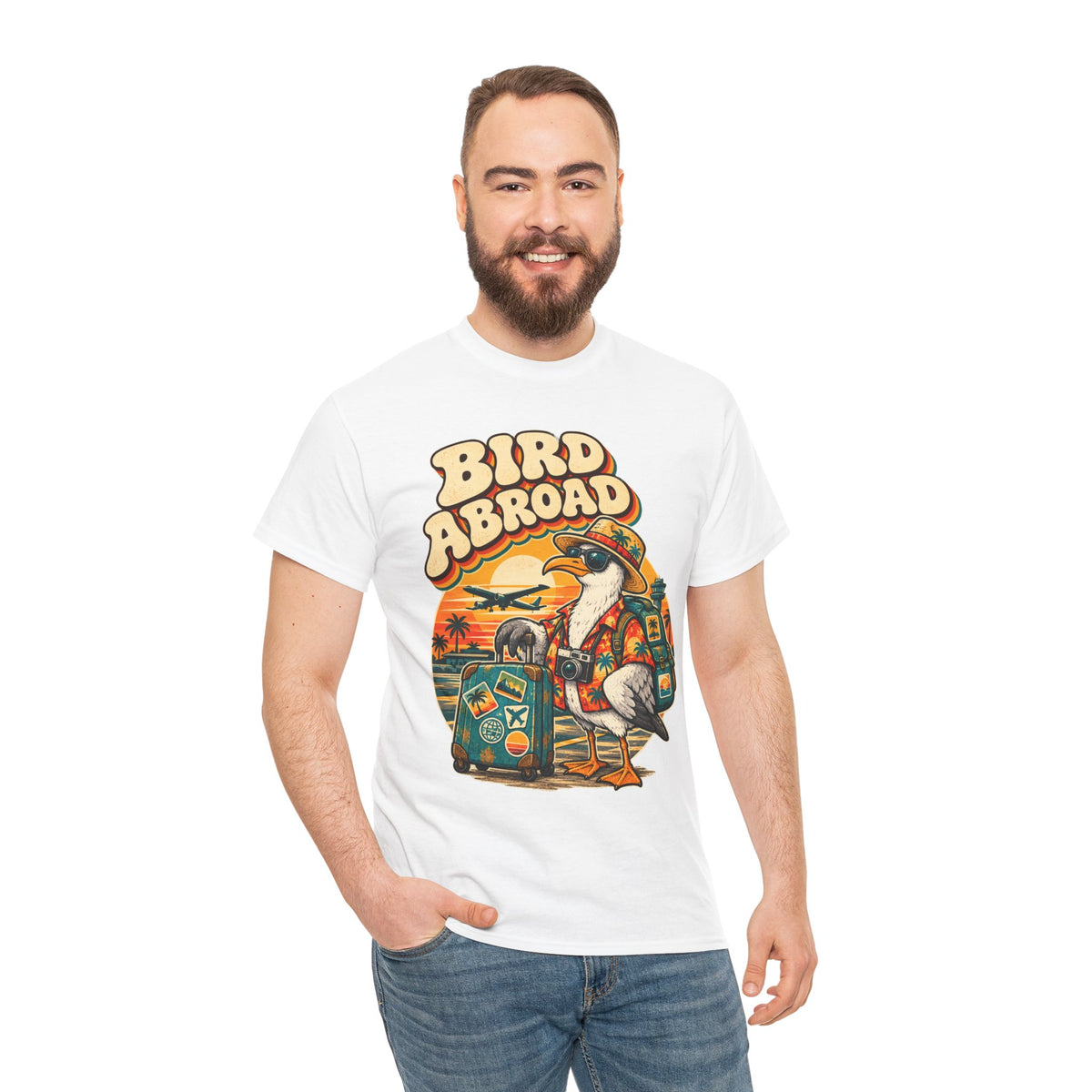 Bird Abroad Seagull T-Shirt – Funny Holiday Tourist Gull Tee