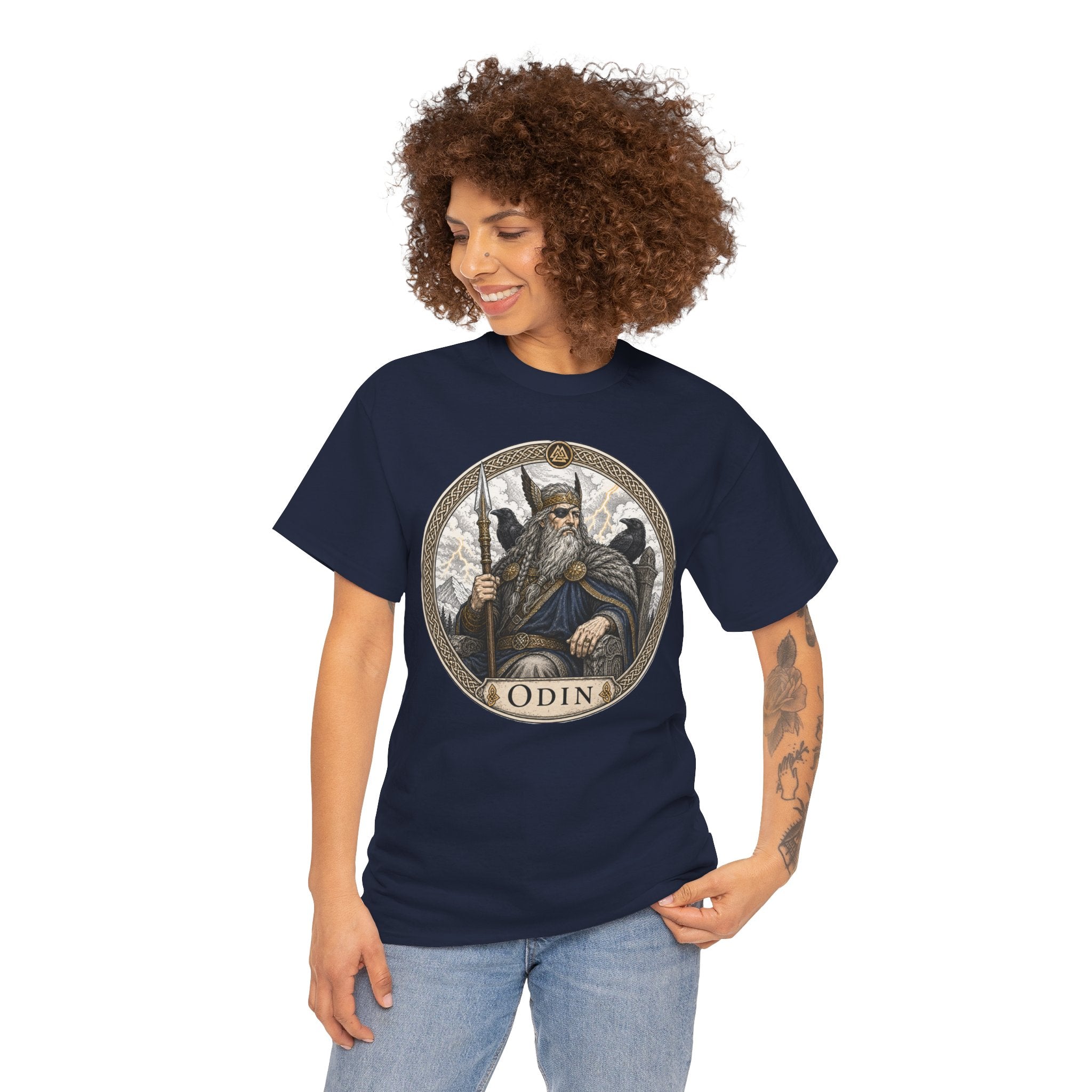 Odin Norse Mythology T-Shirt — Allfather Viking God Ravens Gungnir Valknut