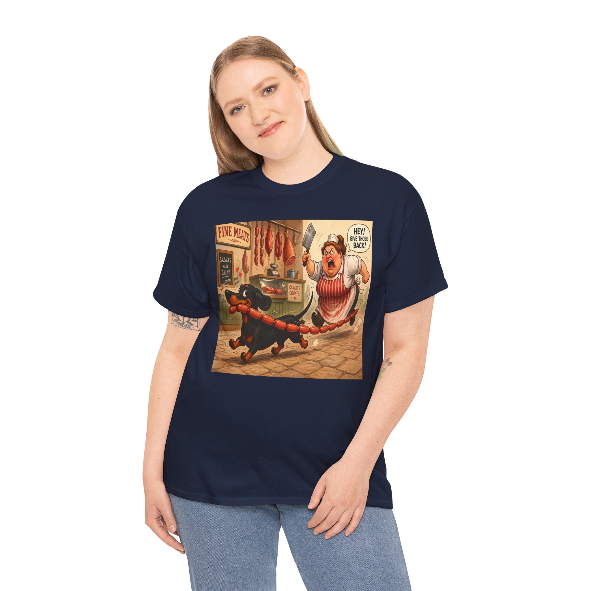 Vintage Dachshund Sausage Run T-Shirt — Retro Funny Dog Illustration Tee