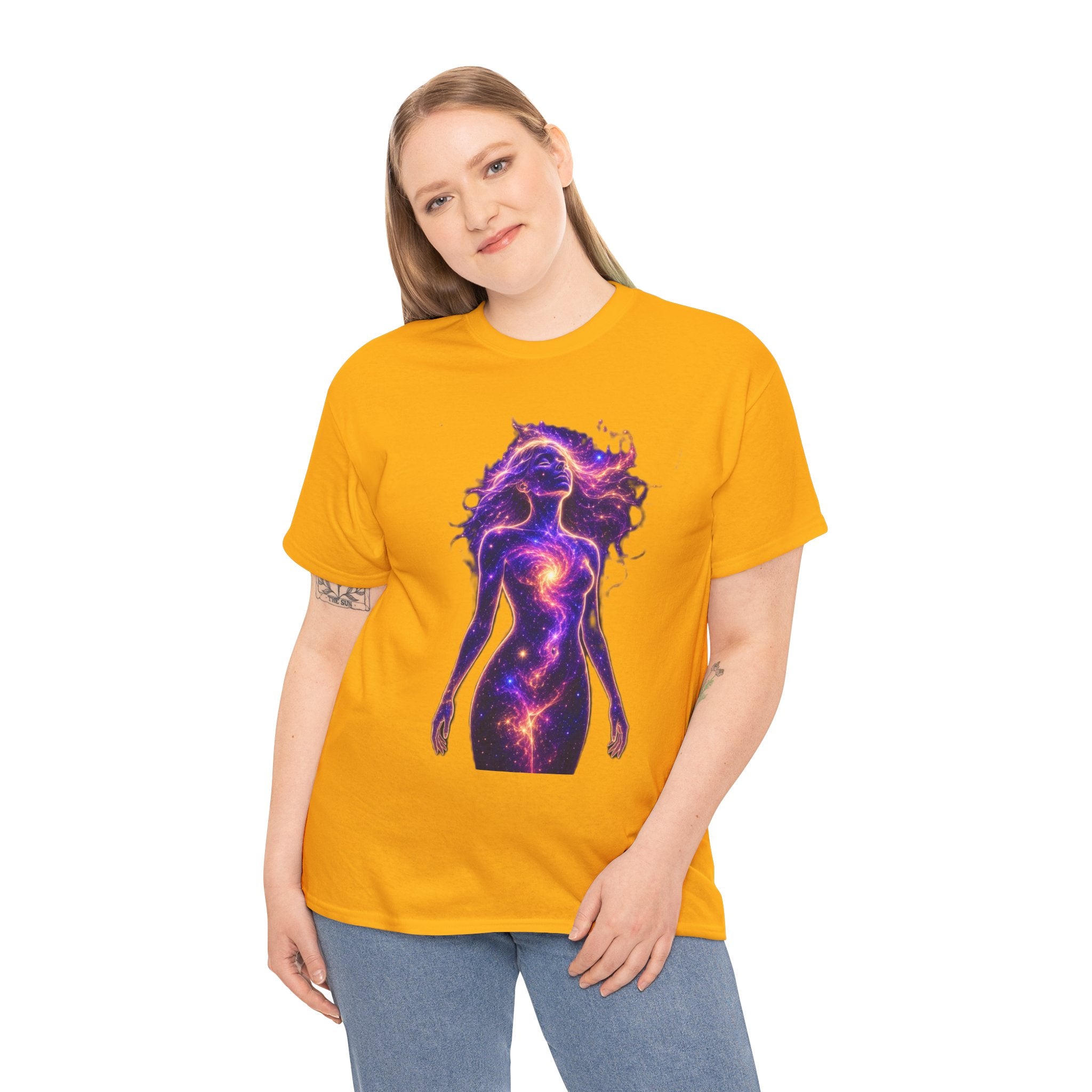 Cosmic Goddess Galaxy T-Shirt – Celestial Female Spirit, Universe Body, Nebula Art, Mystical Space Graphic Tee