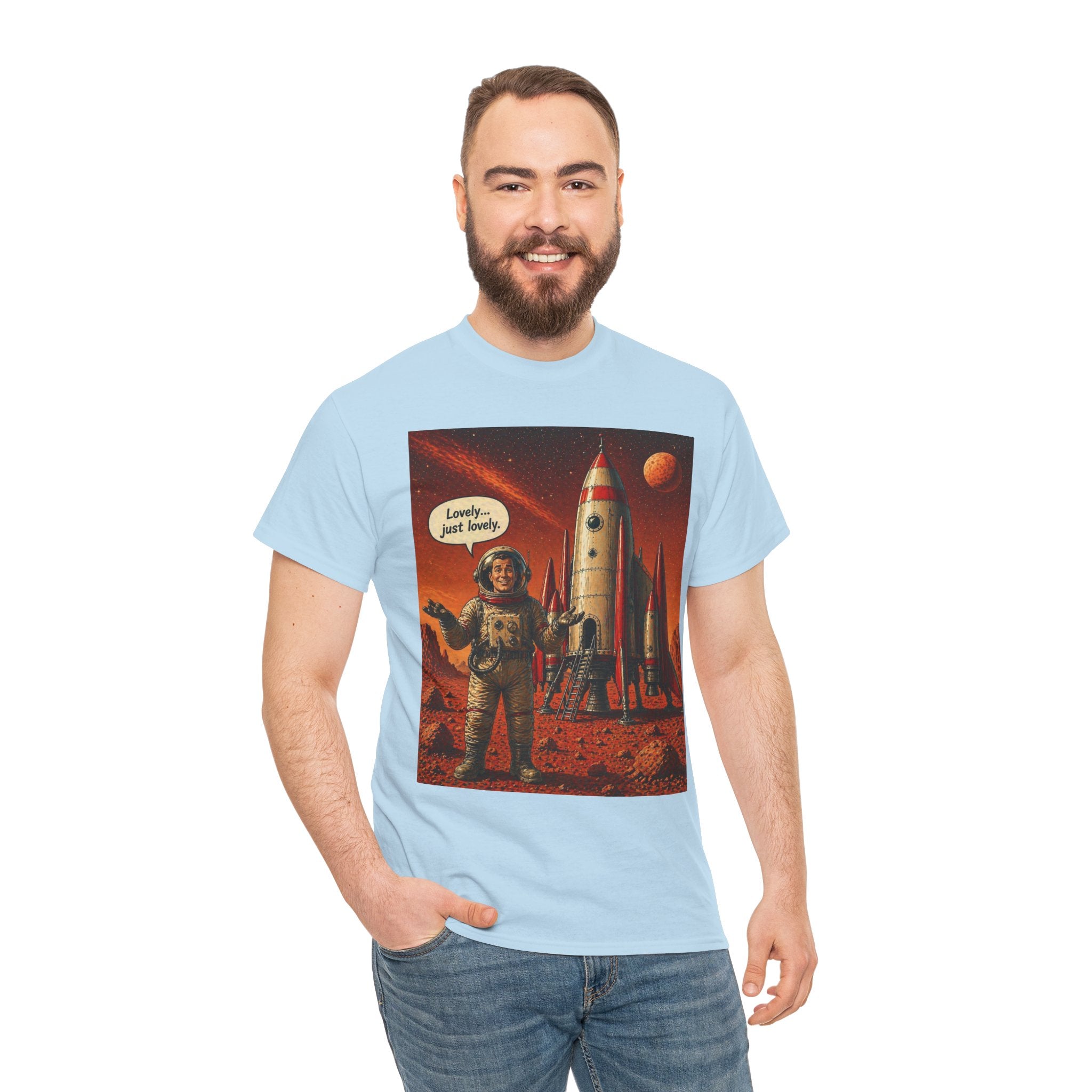 Retro Mars Astronaut T-Shirt — "Lonely But Loving It" Vintage Space Tee