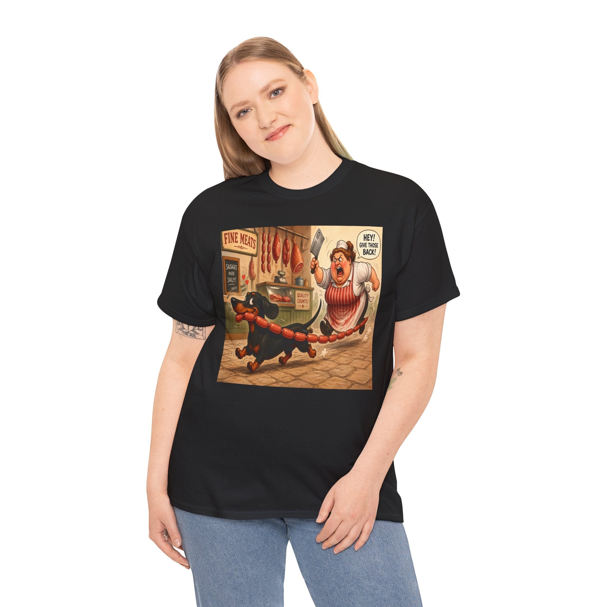 Vintage Dachshund Sausage Run T-Shirt — Retro Funny Dog Illustration Tee