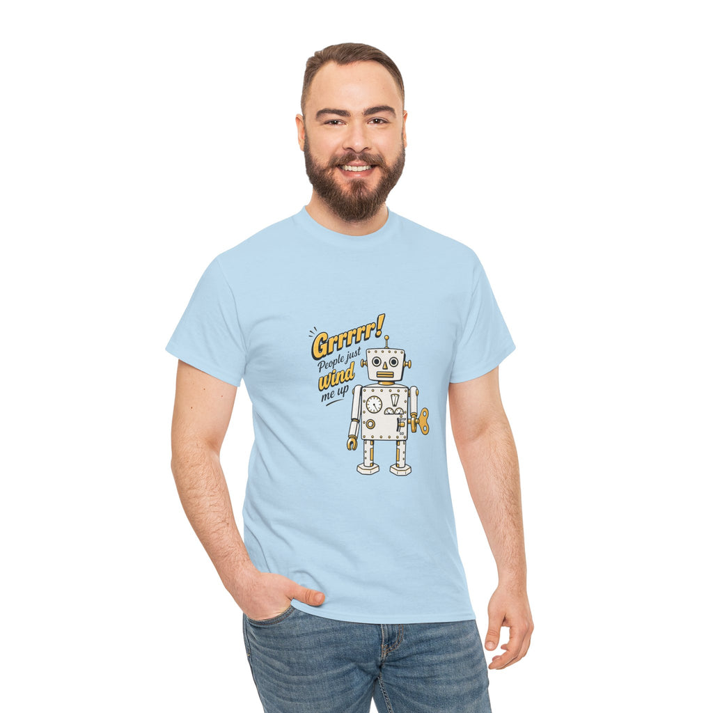 Robot Graphic Tee Light — "Grrr! Please Don’t Wind Me up" Vintage Wind‑Up Robot T‑Shirt