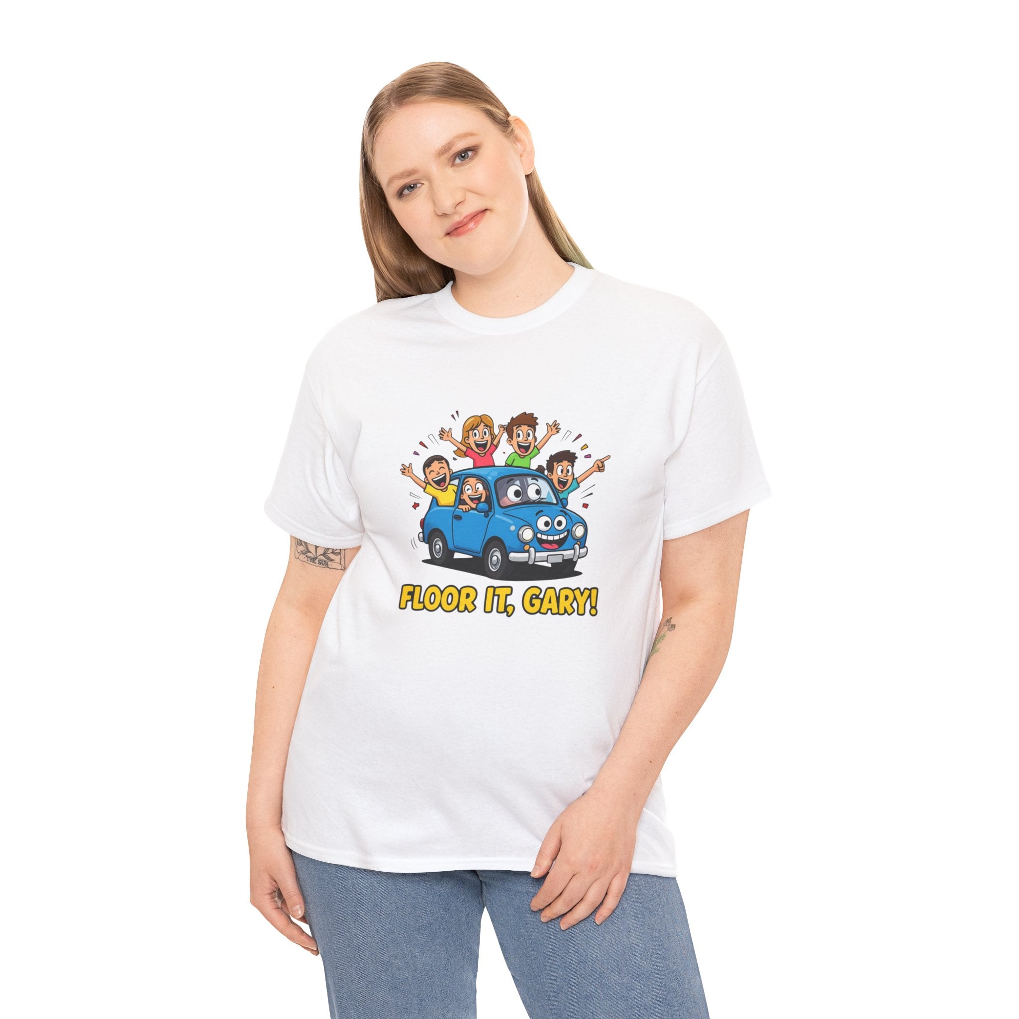 Floor It Gary T-Shirt – Funny Family Car Road Trip Cartoon | Personalised Name Driving Humour Graphic Tee