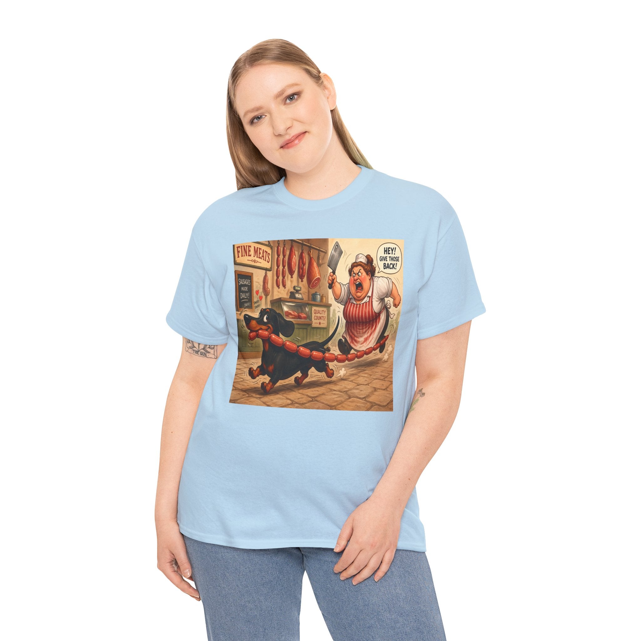 Vintage Dachshund Sausage Run T-Shirt — Retro Funny Dog Illustration Tee