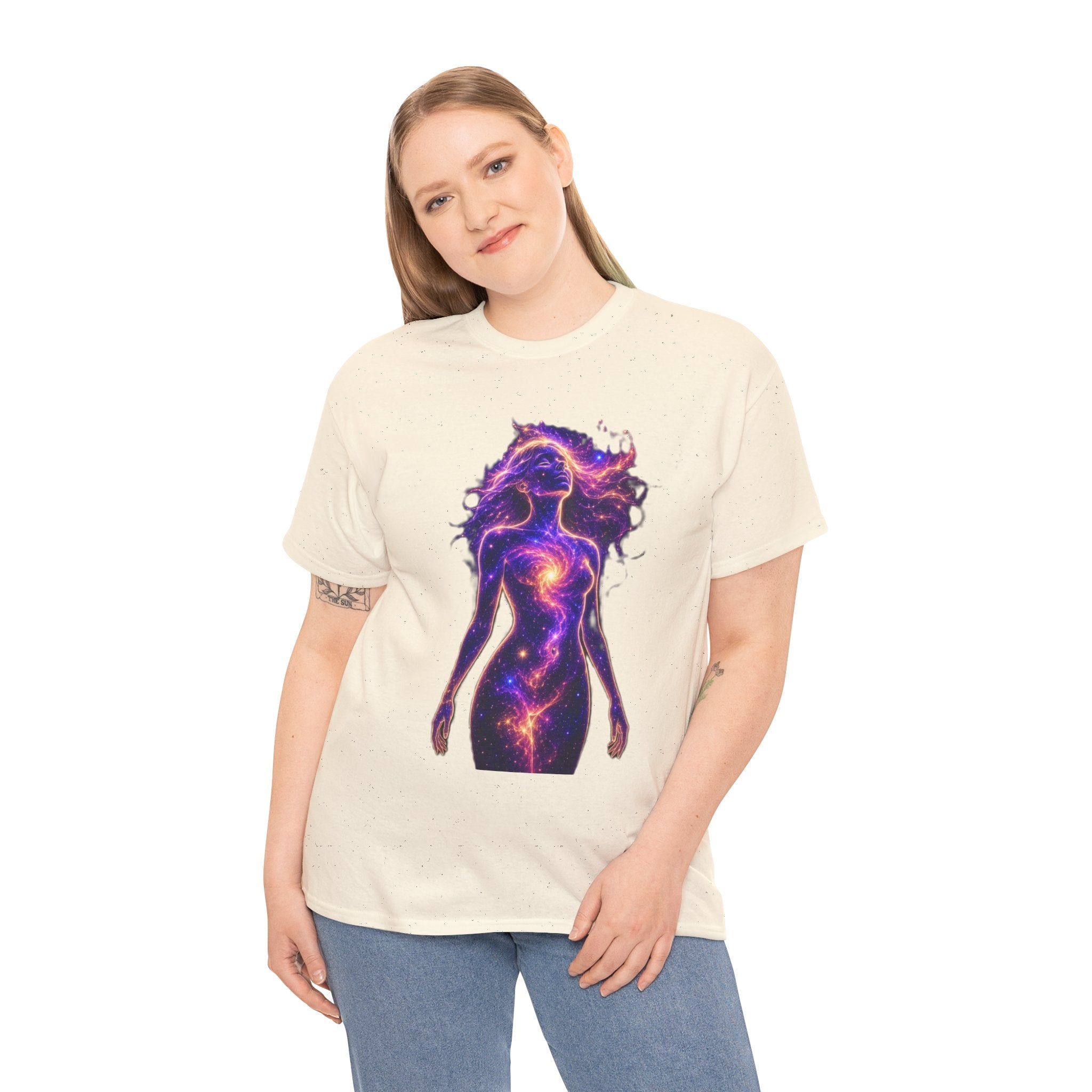 Cosmic Goddess Galaxy T-Shirt – Celestial Female Spirit, Universe Body, Nebula Art, Mystical Space Graphic Tee
