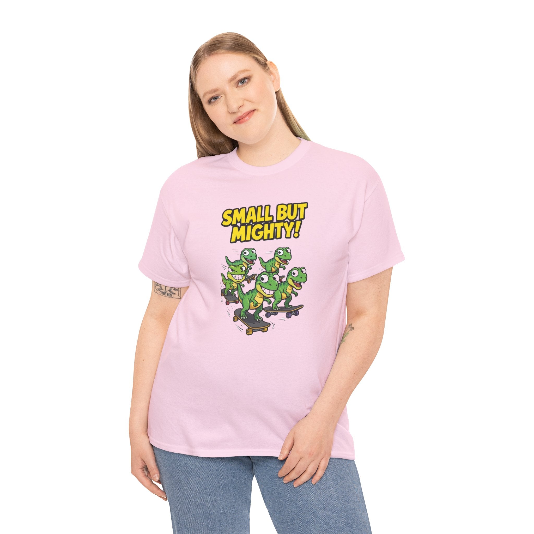 Small But Mighty T-Shirt – Funny Baby T-Rex Skate Crew Cartoon Dinosaur | Mini Dino Squad Graphic Tee