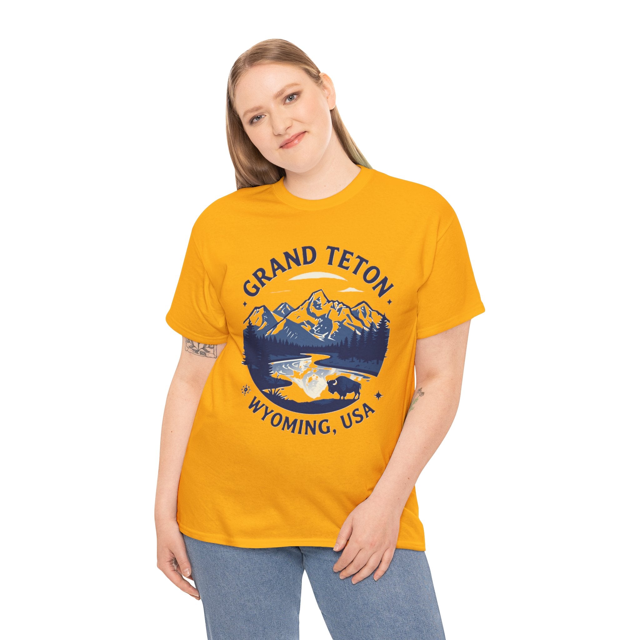 Grand Teton Wyoming Graphic Tee — Mountain Scenic River T-Shirt