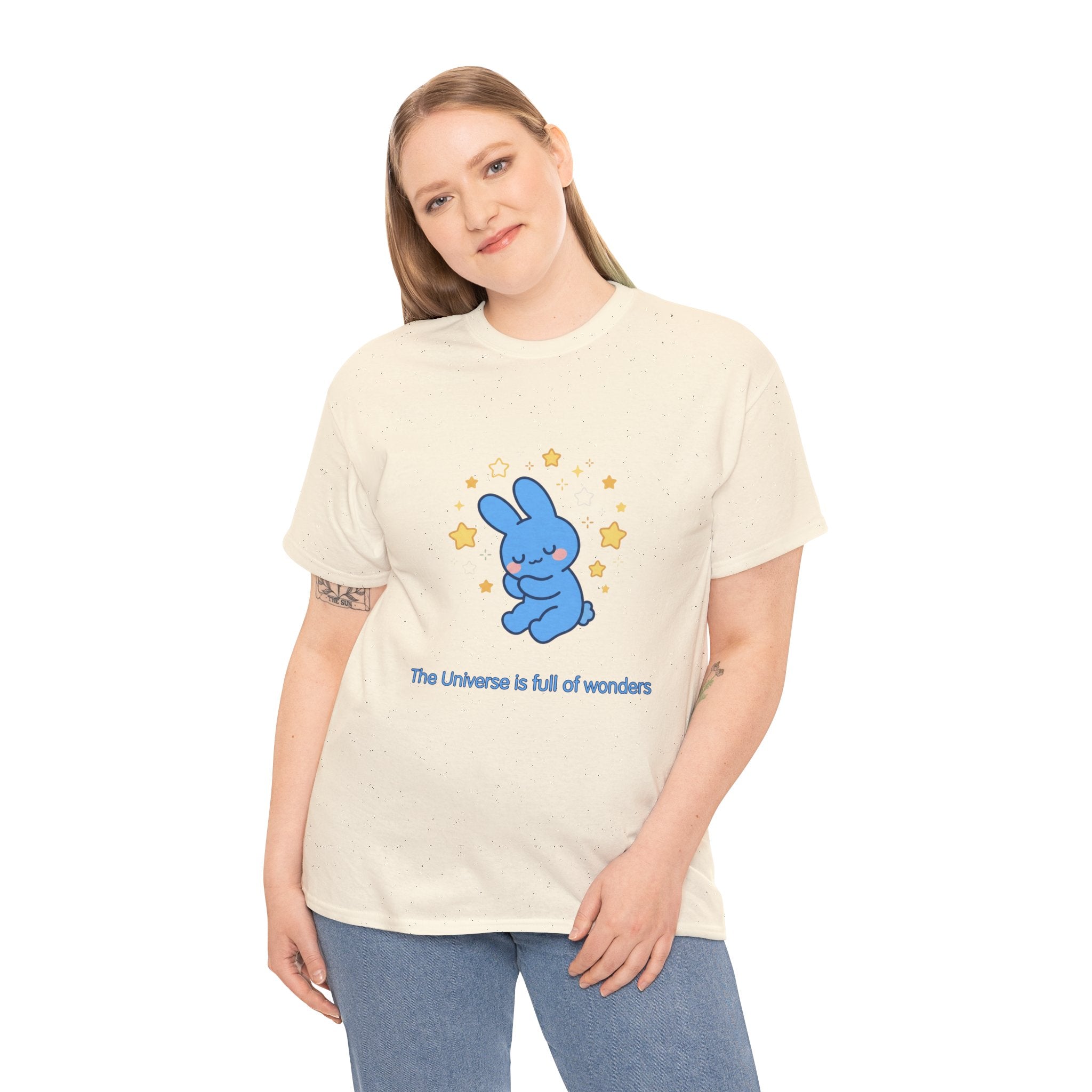 The Universe Is Full of Wonders T-Shirt | Cute Blue Bunny Tee | Kids & Family Kawaii Graphic T-Shirt