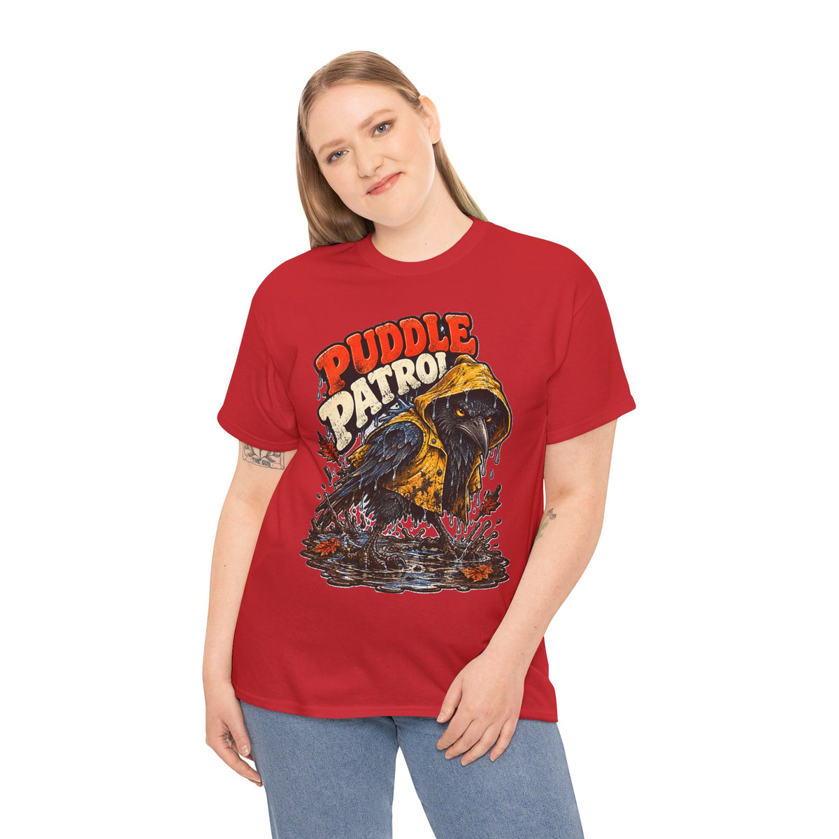 Puddle Patrol: Grumpy Crow in a Raincoat T-Shirt