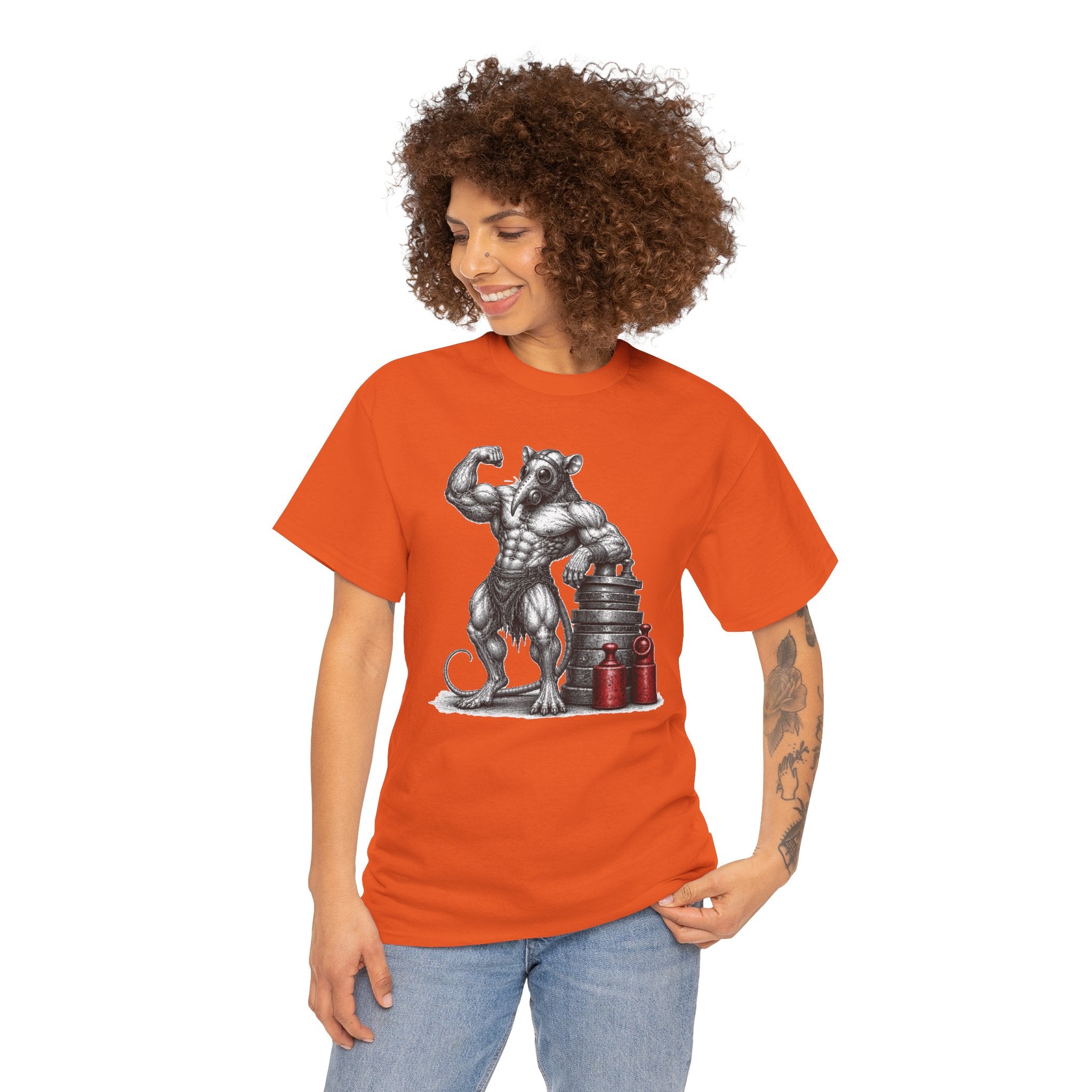 Plague Doctor Gym Rat T-Shirt | Bodybuilder Rat Illustration Tee