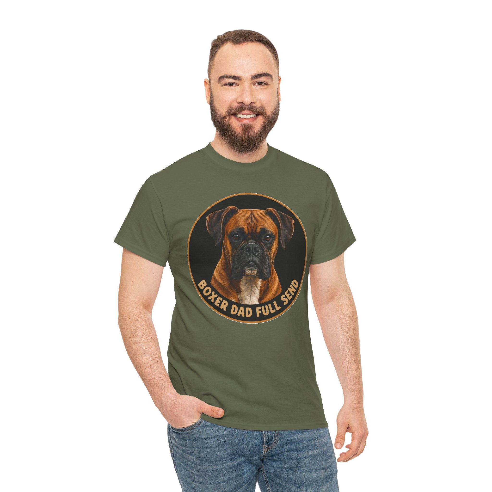 Boxer Dog Portrait Tee — "Boxer Bad Full Stop" Graphic T-Shirt
