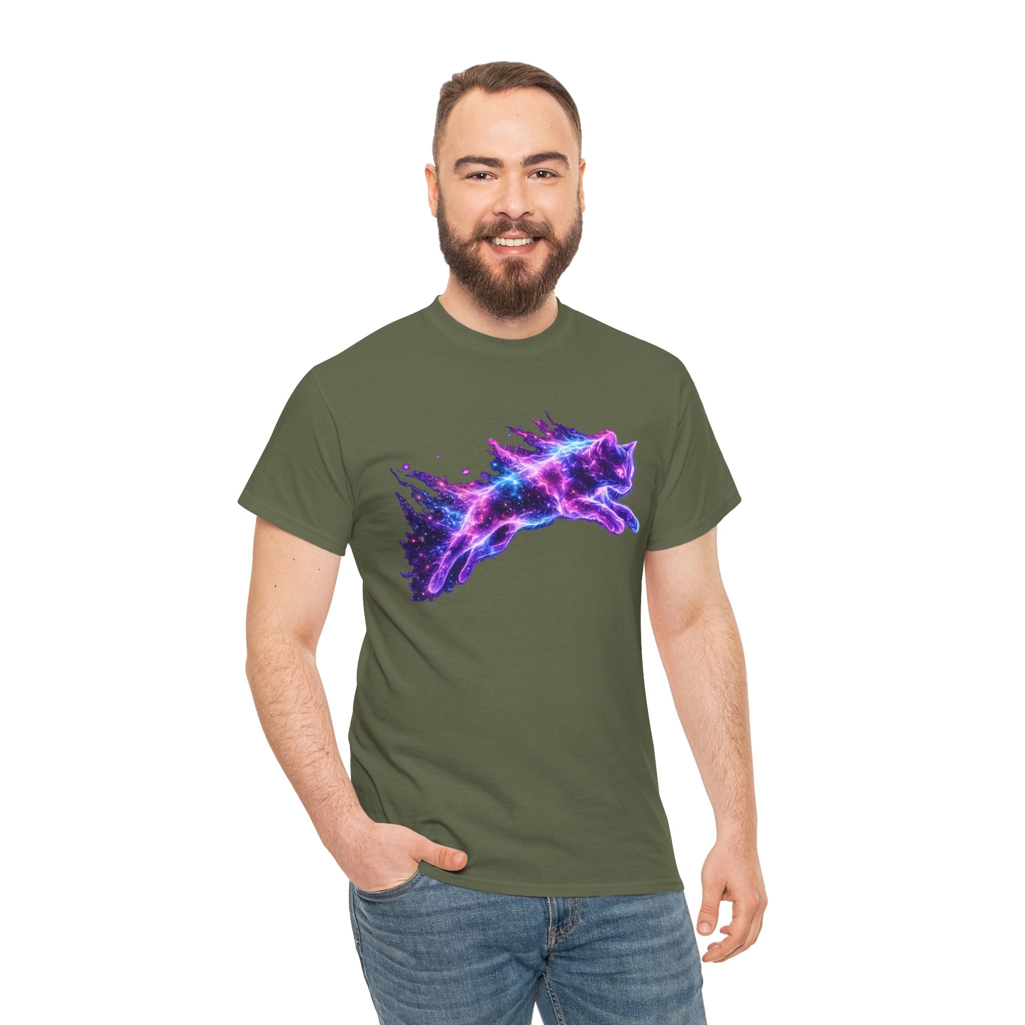 Astral Cat T-Shirt | Cosmic Galaxy Cat Graphic Tee | Nebula Star Cat Lover Shirt | Celestial Space Animal Art